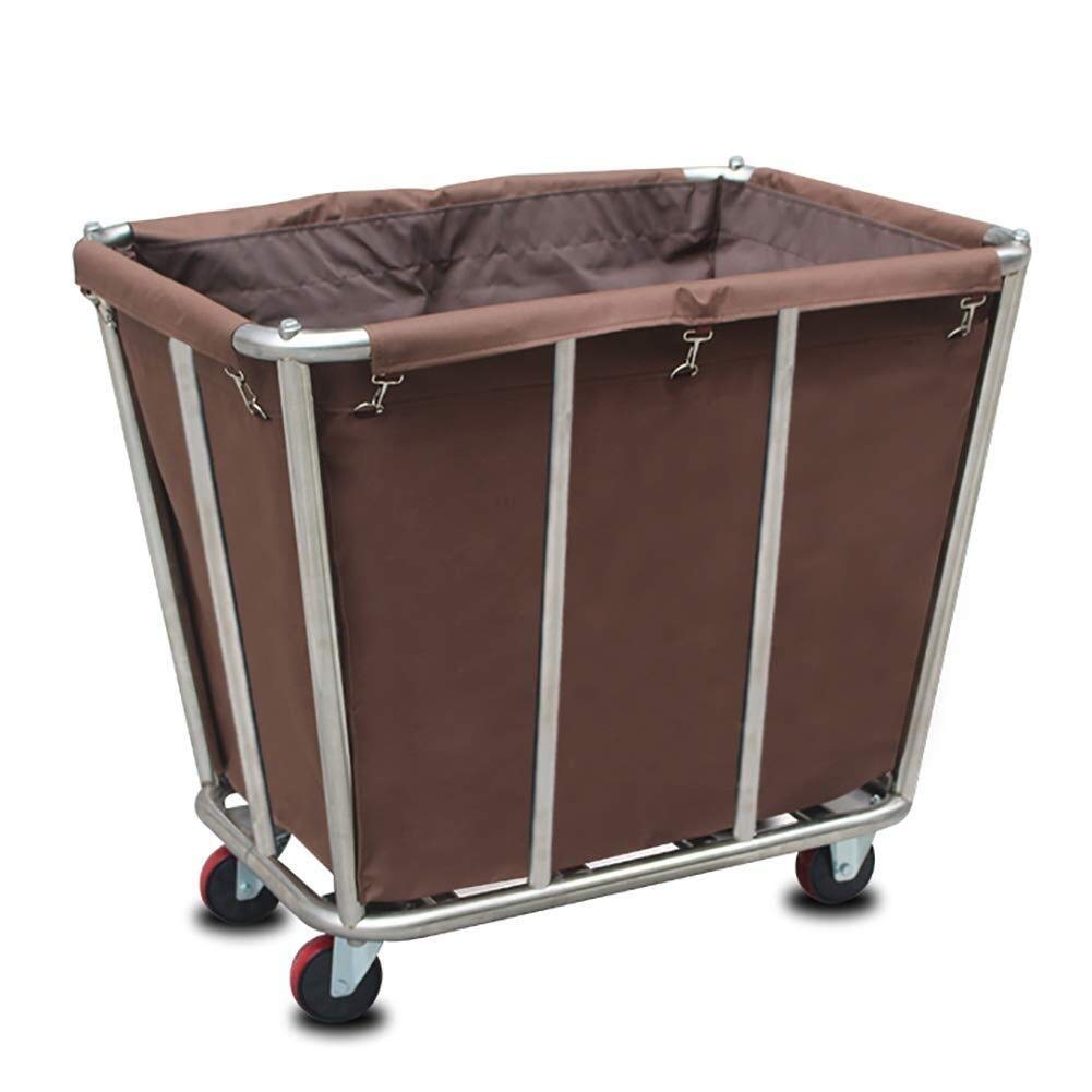 Xiao Jian Heavy-Duty Commercial Laundry Cart with Wheels - 220 Lbs Capacity Rolling Laundry Hamper with Removable Bag & Separator, Brown - Ideal for Hotels, Hospitals & Large Household Laundry Organization