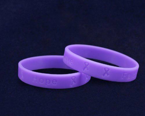 50 Pack Purple Awareness Silicone Wristbands - Fundraising for Charity, Cancer Support & Disease Awareness - Perfect for Events, Walks & Community Campaigns