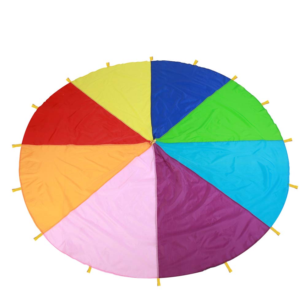 Eulbevoli Rainbow Play Parachute for Kids - Durable Oxford Fabric Outdoor Toy for Group Games, Gym Class & Birthday Parties - Perfect for Backyard Fun, Preschool Activities & Team Building Exercises