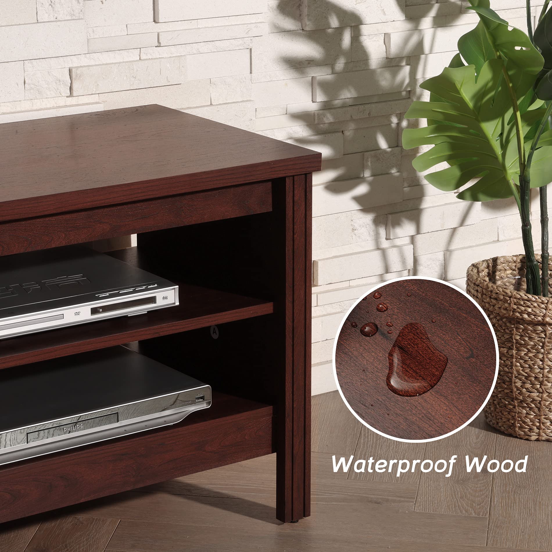 WAMPAT 75 Inch Gaming TV Stand with LED Lights - Rustic Brown Entertainment Center with 6 Storage Cubby & Blue LED Lighting - Perfect for Living Room, Bedroom & Office - Ideal for Gaming Setups & Home Theater Systems