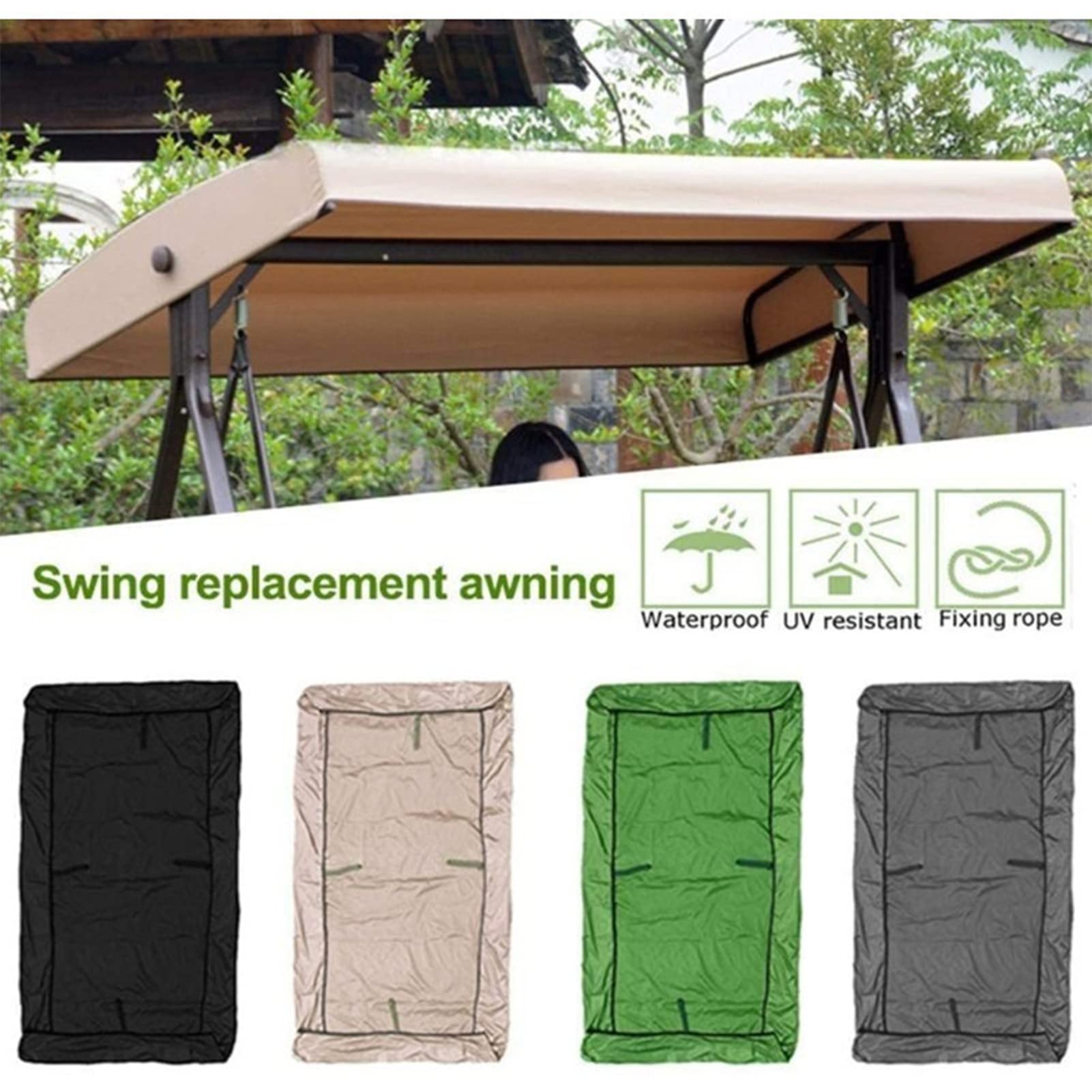 **Beige Patio Swing Canopy Replacement Top Cover - 191x120x18/23cm - Weather-Resistant Outdoor Hammock & Swing Seat Cover for Garden, Backyard, and Patio - Perfect for Relaxation & Shade**