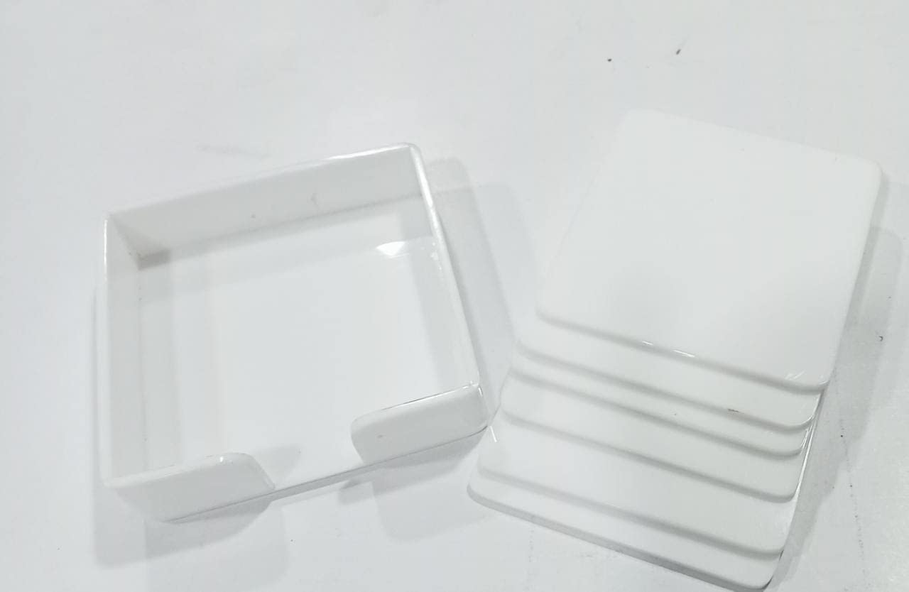 SINTAGE 6-Pack Clear Acrylic Coasters - Unbreakable Drink Coasters for Office Desk, Gaming Table, Study & Home Decor - Non-Slip Cup Holders for Coffee, Beer, Wine & Beverages - Perfect for Parties, Meetings & Daily Use