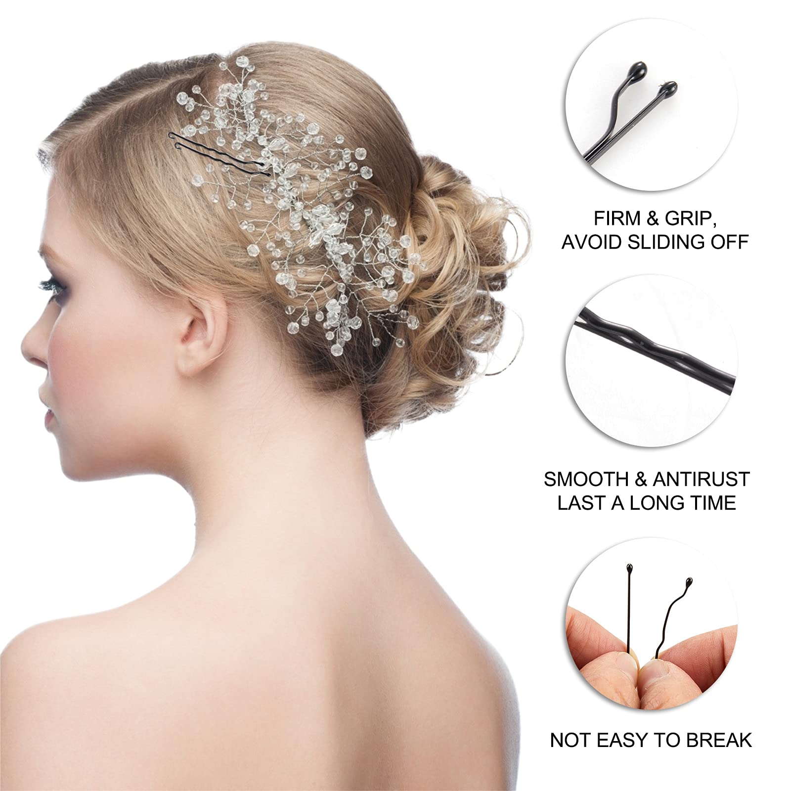 400PCS Black Bobby Pins for Women - Secure All Hair Types for Styling & Buns