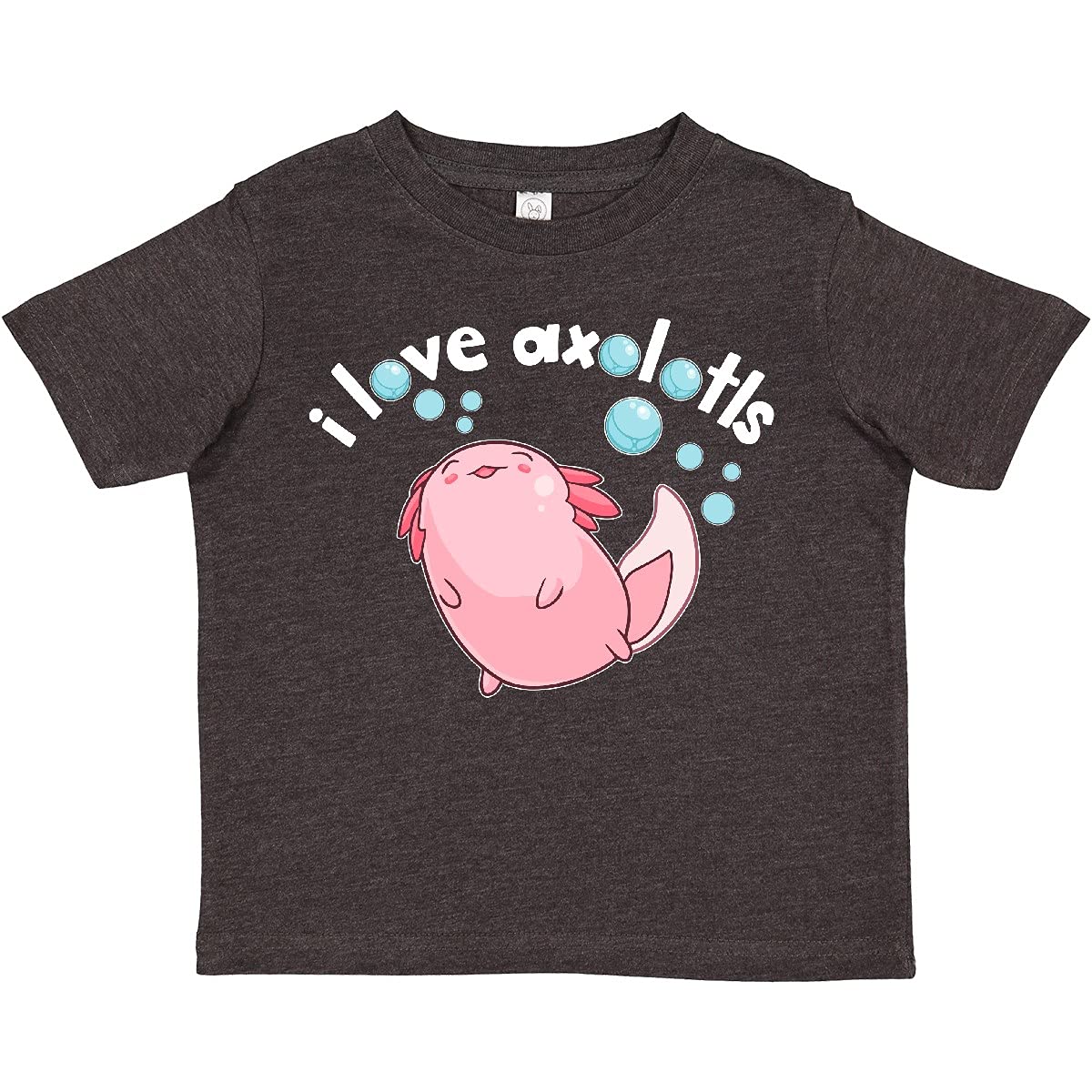 Inktastic Cute Axolotl with Bubbles Graphic Toddler T-Shirt - Soft Cotton Tee for Kids Birthday Gifts & Casual Wear