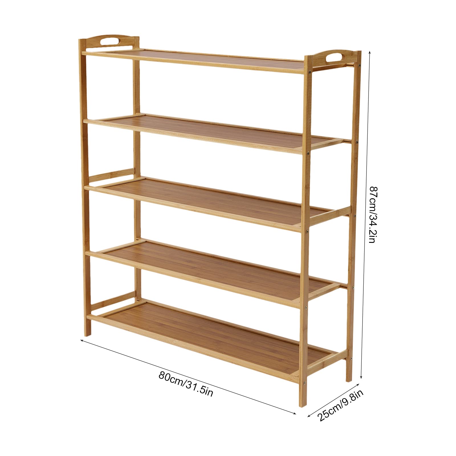 5-Tier Bamboo Shoe Rack Organizer - Sturdy Wooden Shoe Shelf for Entryway, Hallway, Closet & Living Room - Space-Saving Shoe Storage Solution for Home Organization - Perfect for Small Spaces & Apartment Living