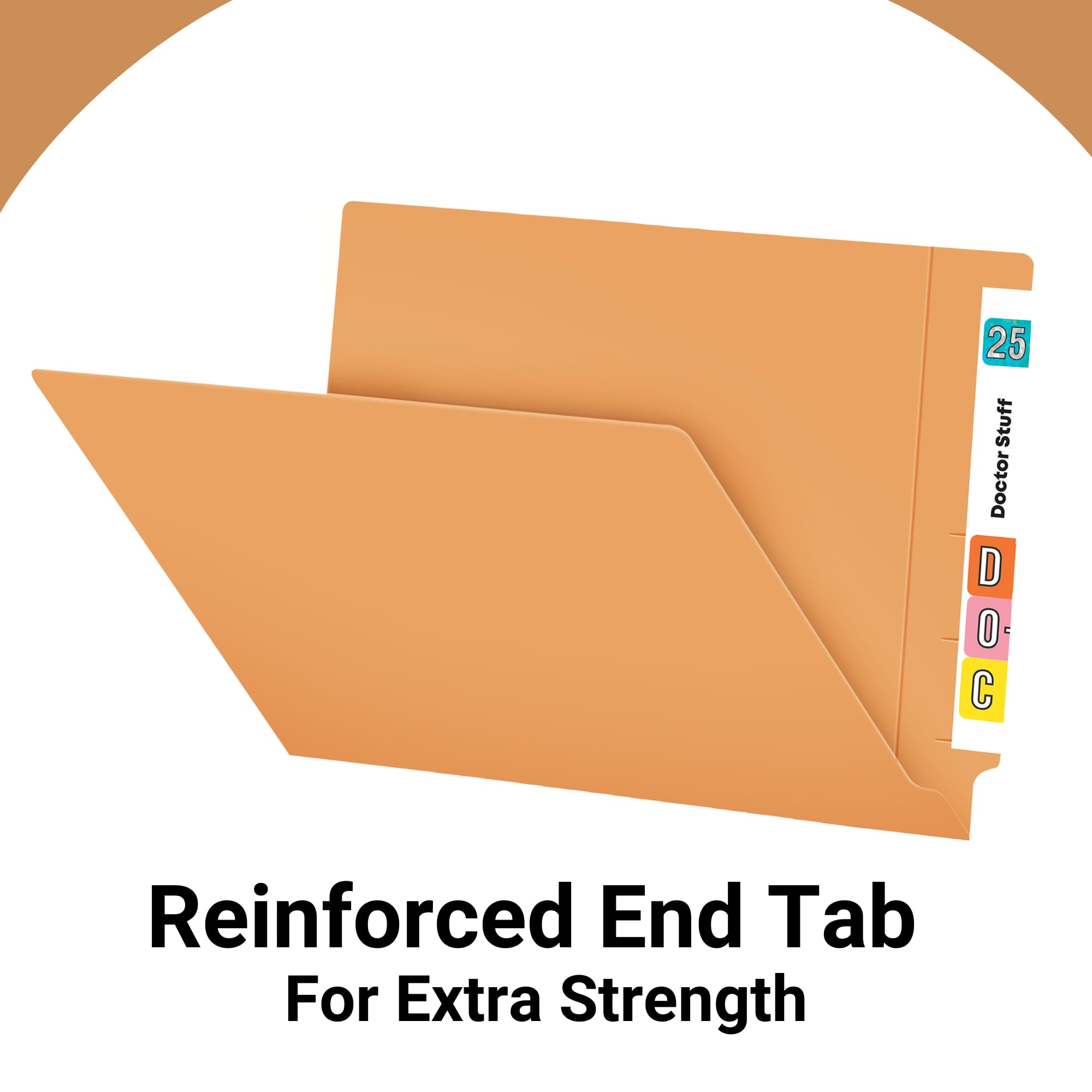 Goldenrod File Folders - Letter Size Reinforced End Tab Folders (14 pt Stock, 50-Pack) - Durable Office & Medical Document Organizer for Doctors, Clinics & Home Filing Systems