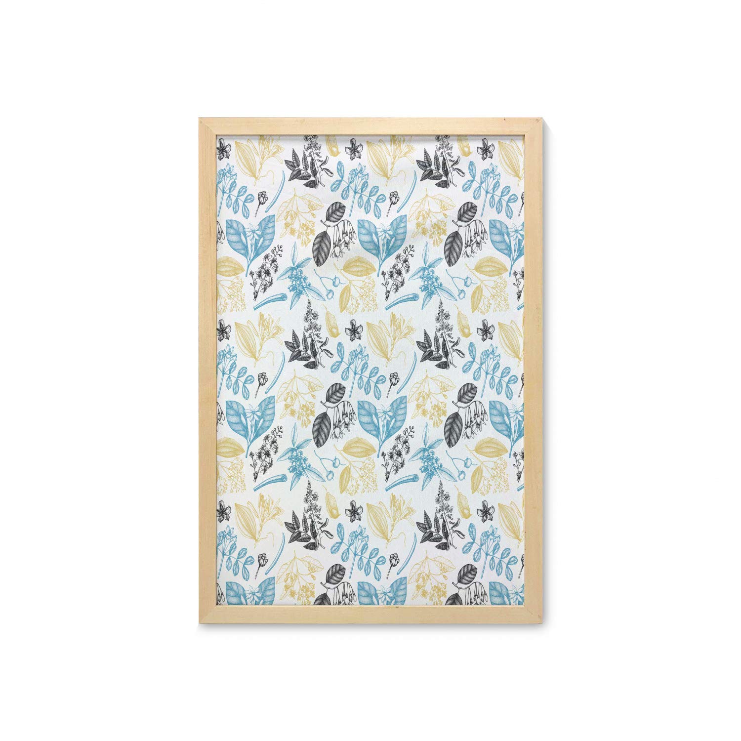 Ambesonne Hand-Painted Wall Art with Frame - Perfumery & Cosmetics Ingredients with Aromatic Medicinal Plants Design, Printed Fabric Poster for Bathroom, Living Room, Dorm Decor - 23x35 Inches Multicolor | Perfect for Spa, Aromatherapy & Herbal Decor Themes