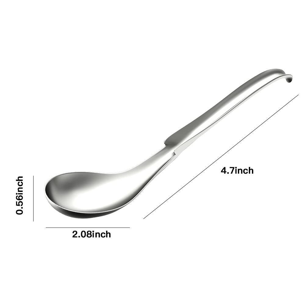 8-Piece Stainless Steel Soup Spoons Set - Round Dinner Spoons for Soup, Rice, Tea, Milk, Coffee & Dessert - Perfect for Dining, Restaurants, and Home Kitchen Use