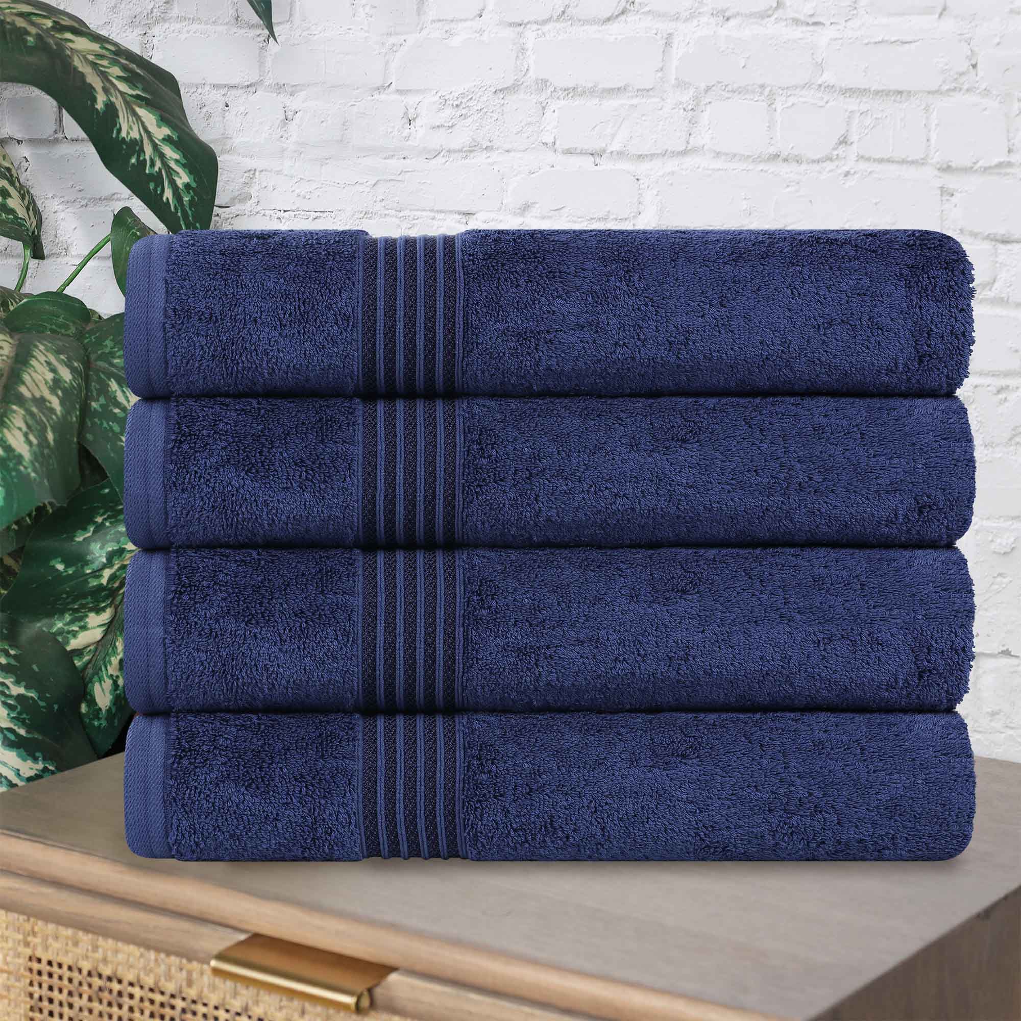 Premium Egyptian Cotton Bath Towel Set of 4 - Ultra Soft & Highly Absorbent Luxury Towels for Spa, Bathroom & Beach Use