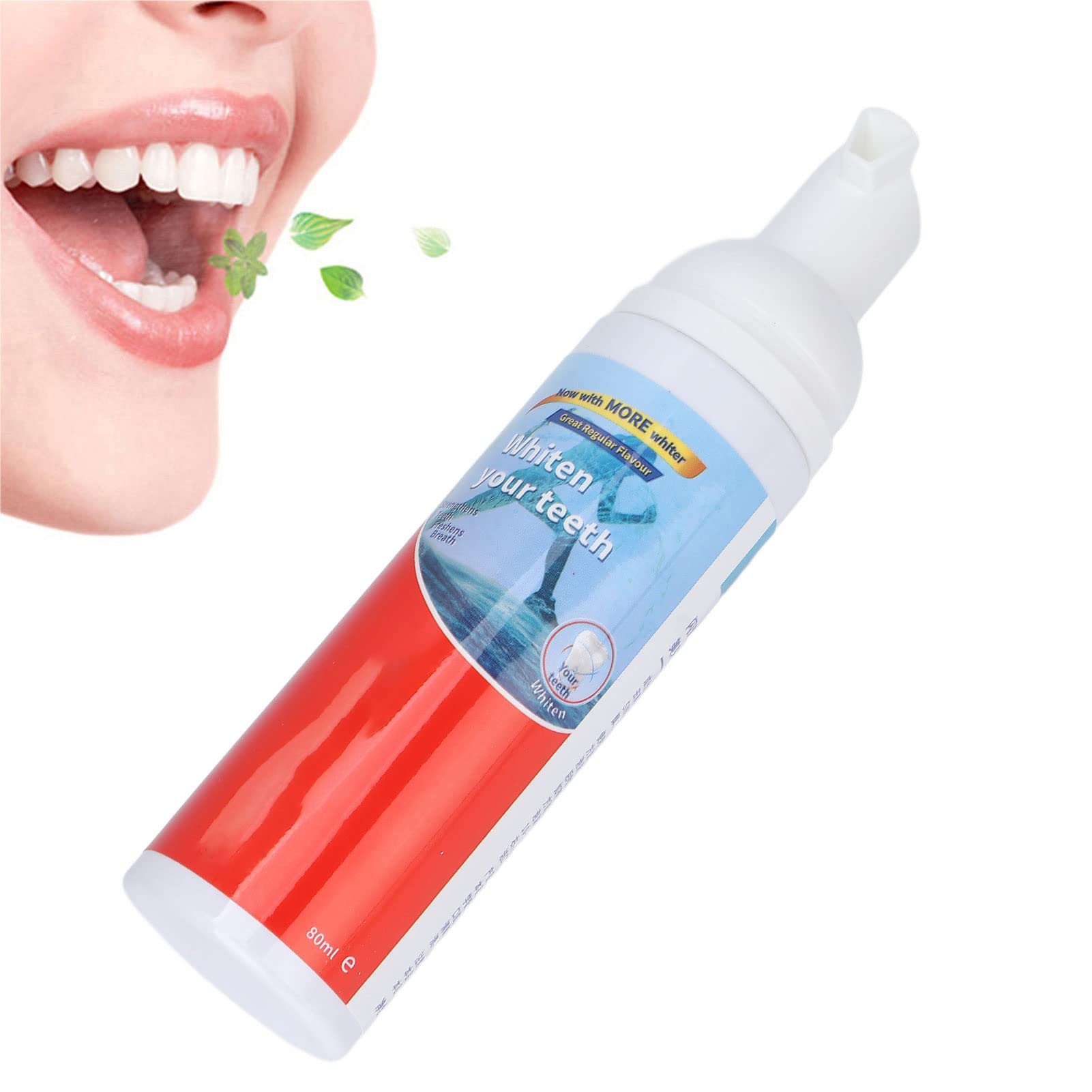Whites Foam Teeth Whitening Toothpaste - Brightify Deep Cleaning Foam Toothpaste for Stain Removal & Fresh Breath, 80ML Oral Care | Perfect for Daily Use, Travel & Post-Coffee Whitening