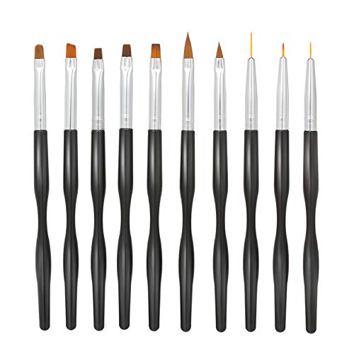 10pcs Professional Nail Art Brushes Set - Acrylic & UV Builder Brushes for Nail Painting, DIY Nail Design - Perfect for Salon, Home Manicure & Nail Art Enthusiasts