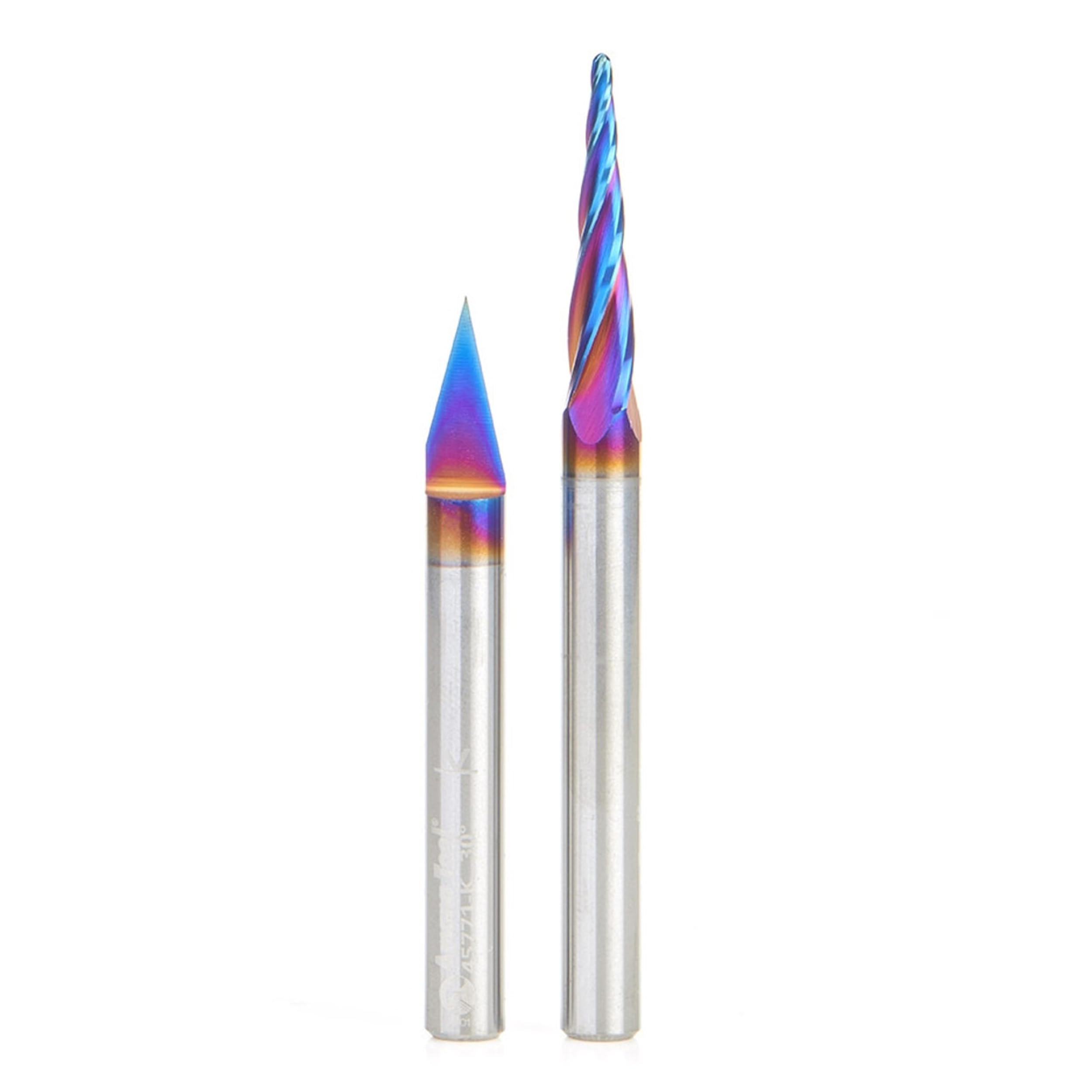 Amana Tool Spektra Extreme Tool Life Coated Solid Carbide CNC Router Bits for Sign Making - 2-Piece Set (1/4 Inch Shank, AMS-243-K) | Perfect for Woodworking, Engraving & Professional Sign Fabrication