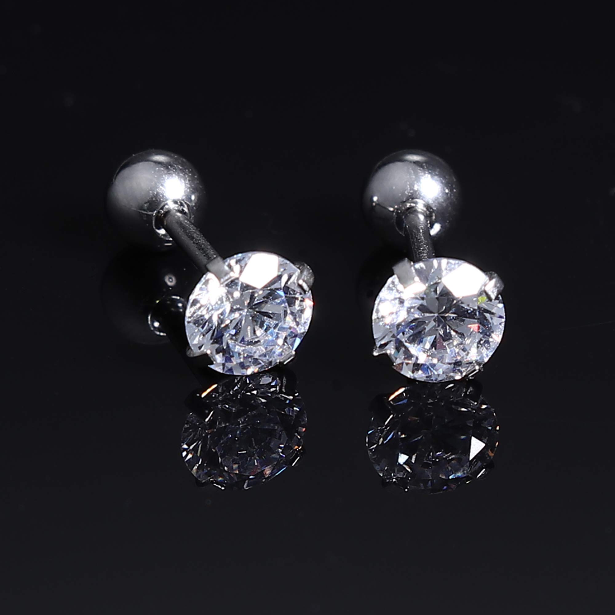 5 Pairs Stainless Steel Cubic Zirconia Stud Earrings Set for Women & Men - Tiny Lab Diamond Helix Cartilage Ear Studs - Perfect for Daily Wear, Gifts & Special Occasions
