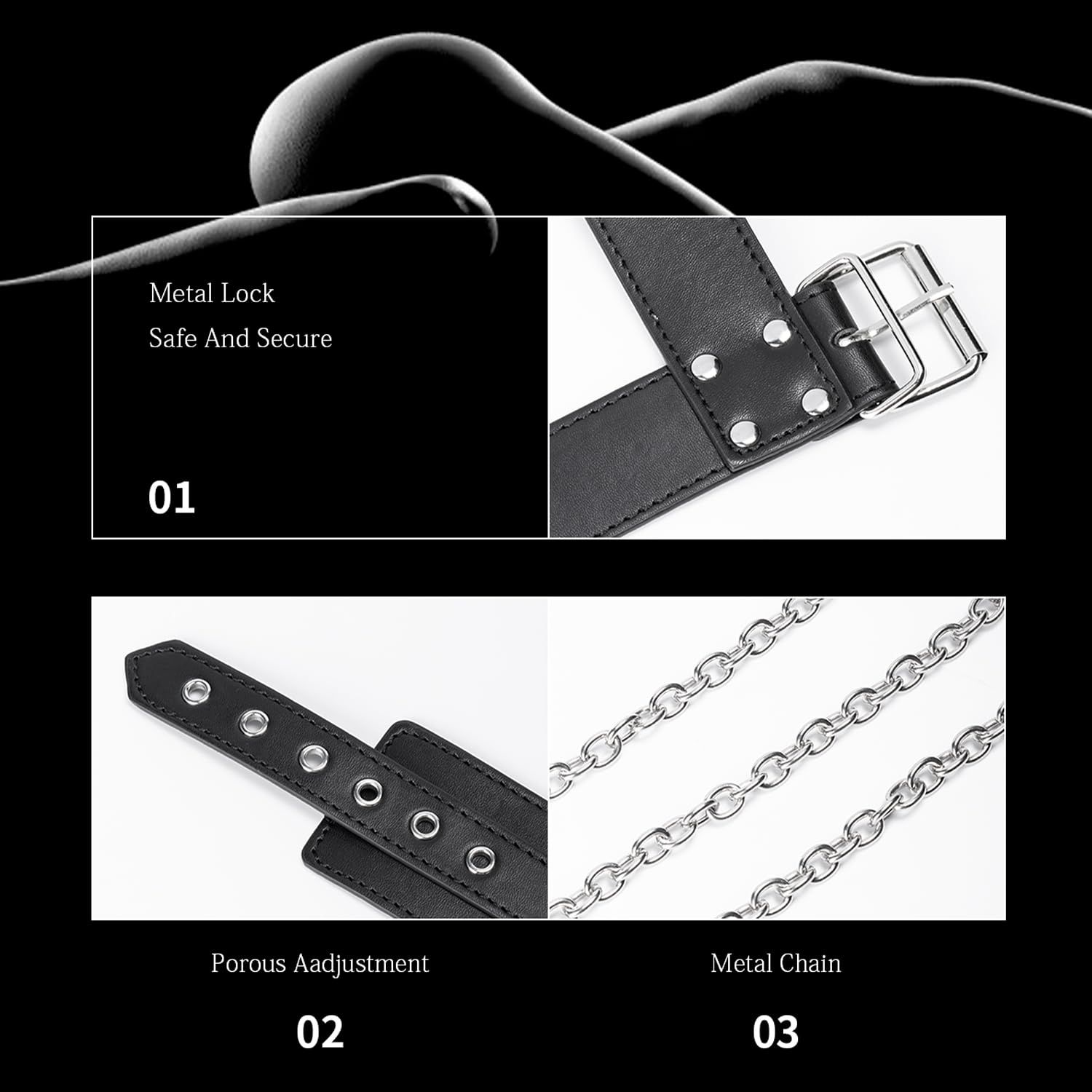 BDSM Bondage Kit for Couples - Adjustable Neck & Wrist Restraints, Handcuffs & Collar Set for Kinky Adult Role Play - Perfect for Bedroom Bondage, Spicing Up Relationships & BDSM Exploration