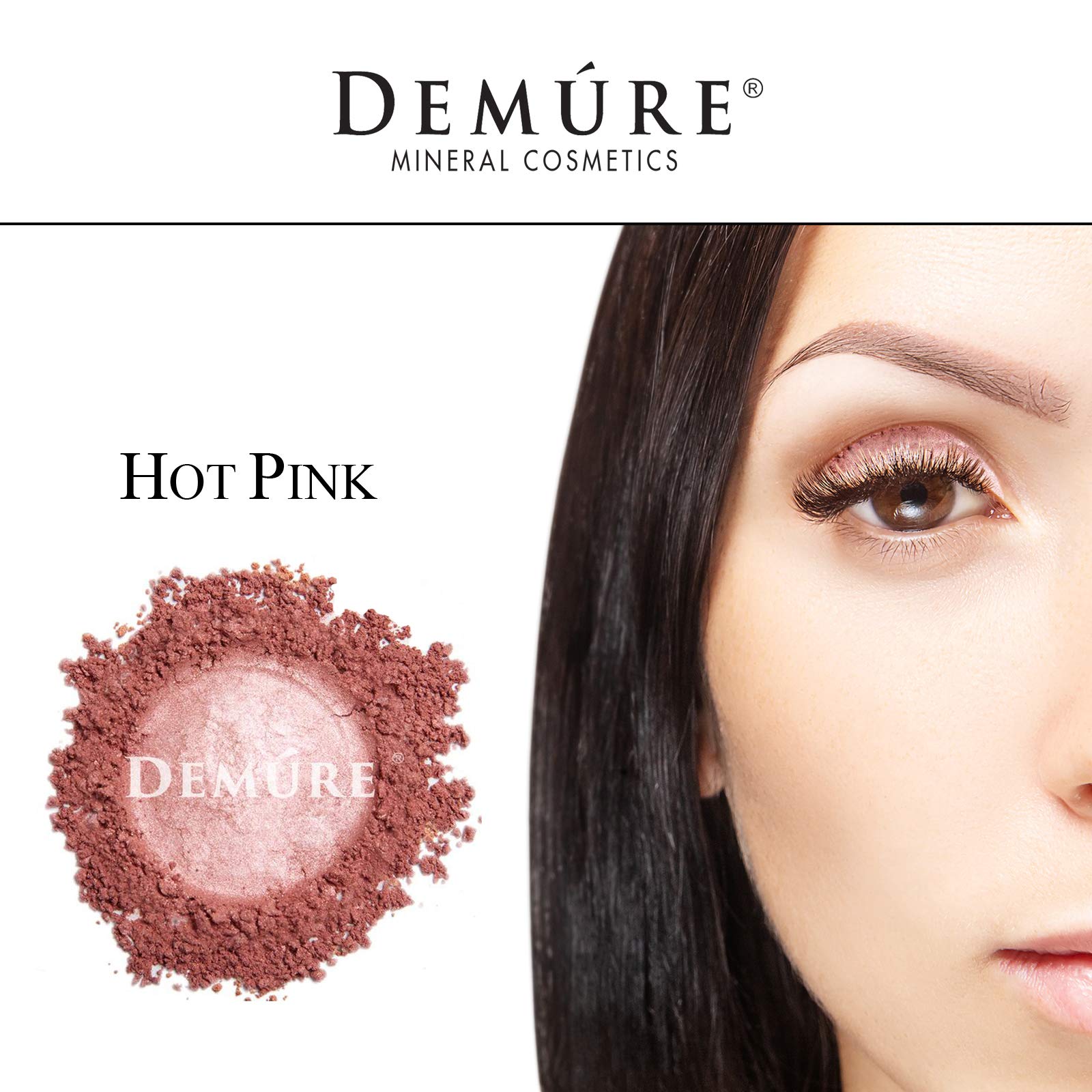 Demure Mineral Make Up (Hot Pink) Shimmer Loose Powder Glitter Eyeshadow - Professional Long-Lasting Eye Makeup for Party, Night Out & Special Occasions
