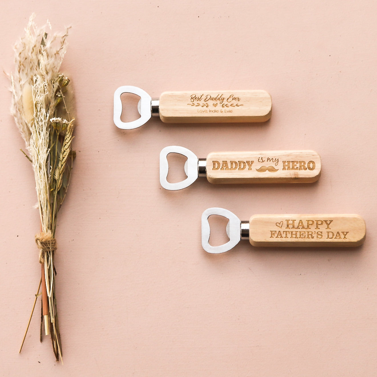 Personalized Wooden Bottle Opener for Father's Day - Unique Custom Engraved Beer & Wine Opener Gift for Dad, Husband, Grandpa - Perfect for BBQ, Parties, Home Bar & Man Cave Decor