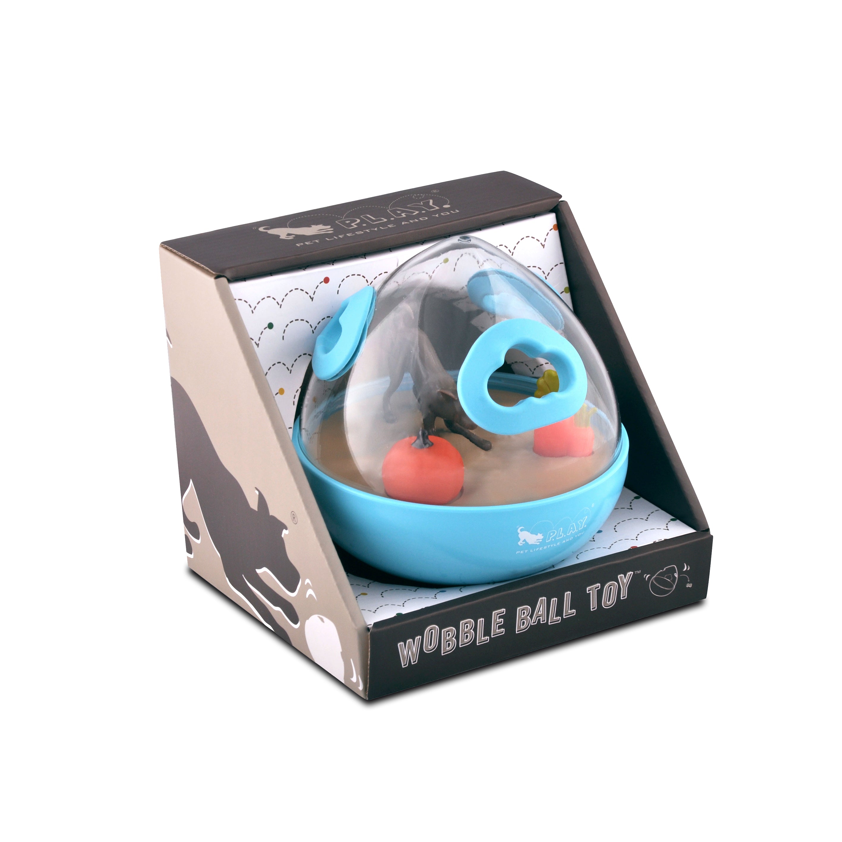 Wobble Ball Interactive Dog Treat Dispenser Toy - Blue | Pet P.L.A.Y. - Fun Puzzle Feeder for Small & Medium Dogs, Perfect for Mealtime Enrichment & Mental Stimulation