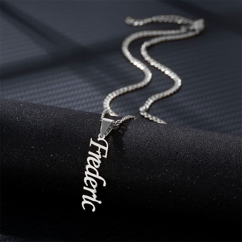 Personalized Stainless Steel Razor Blade Name Necklace - Custom Couple Pendant, Unique Engraved Jewelry Gift for Anniversary, Valentine's Day & Special Occasions
