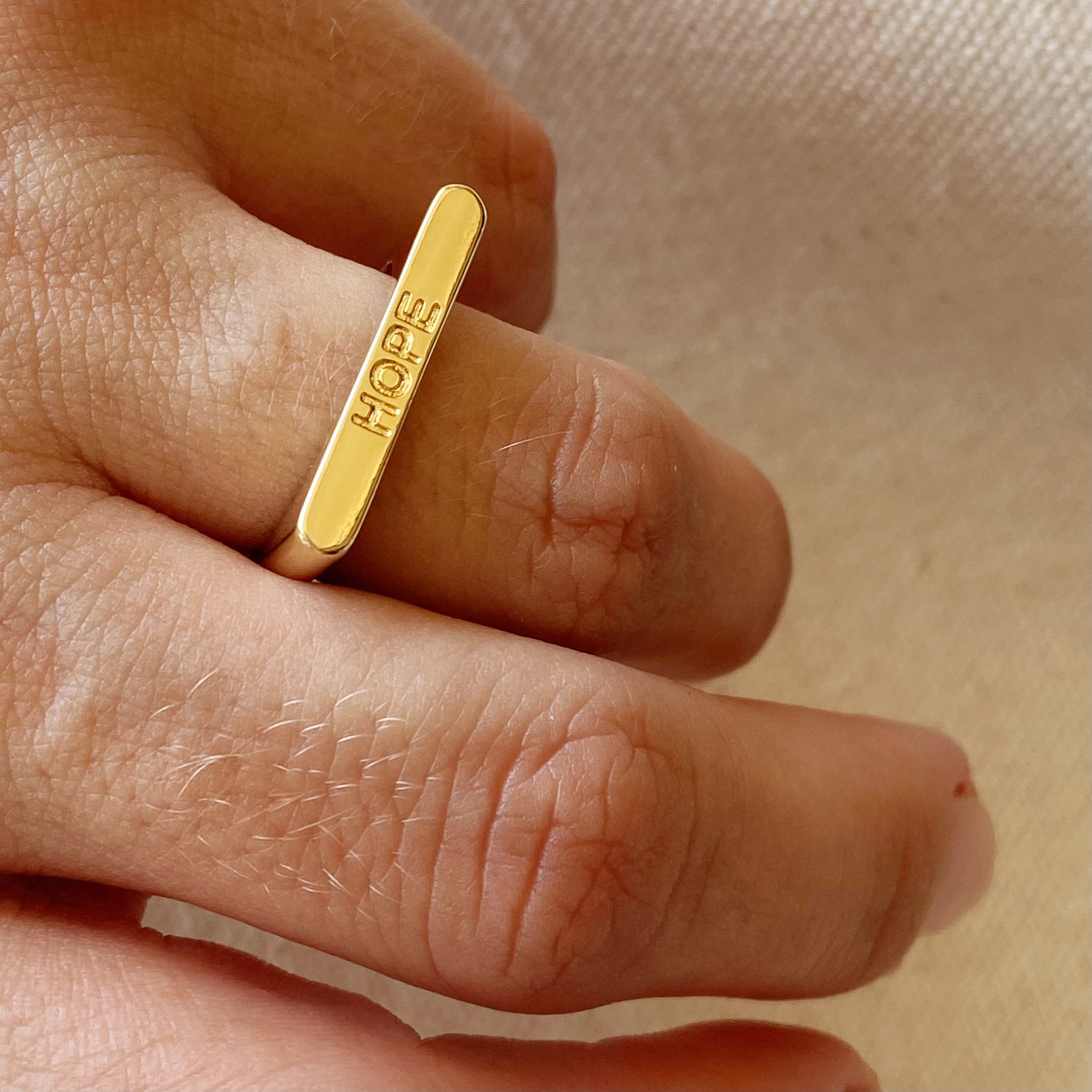 18k Gold Filled Hope Engraved Stackable Ring for Women - Dainty Inspirational Jewelry Gift for Birthday, Anniversary & Everyday Wear