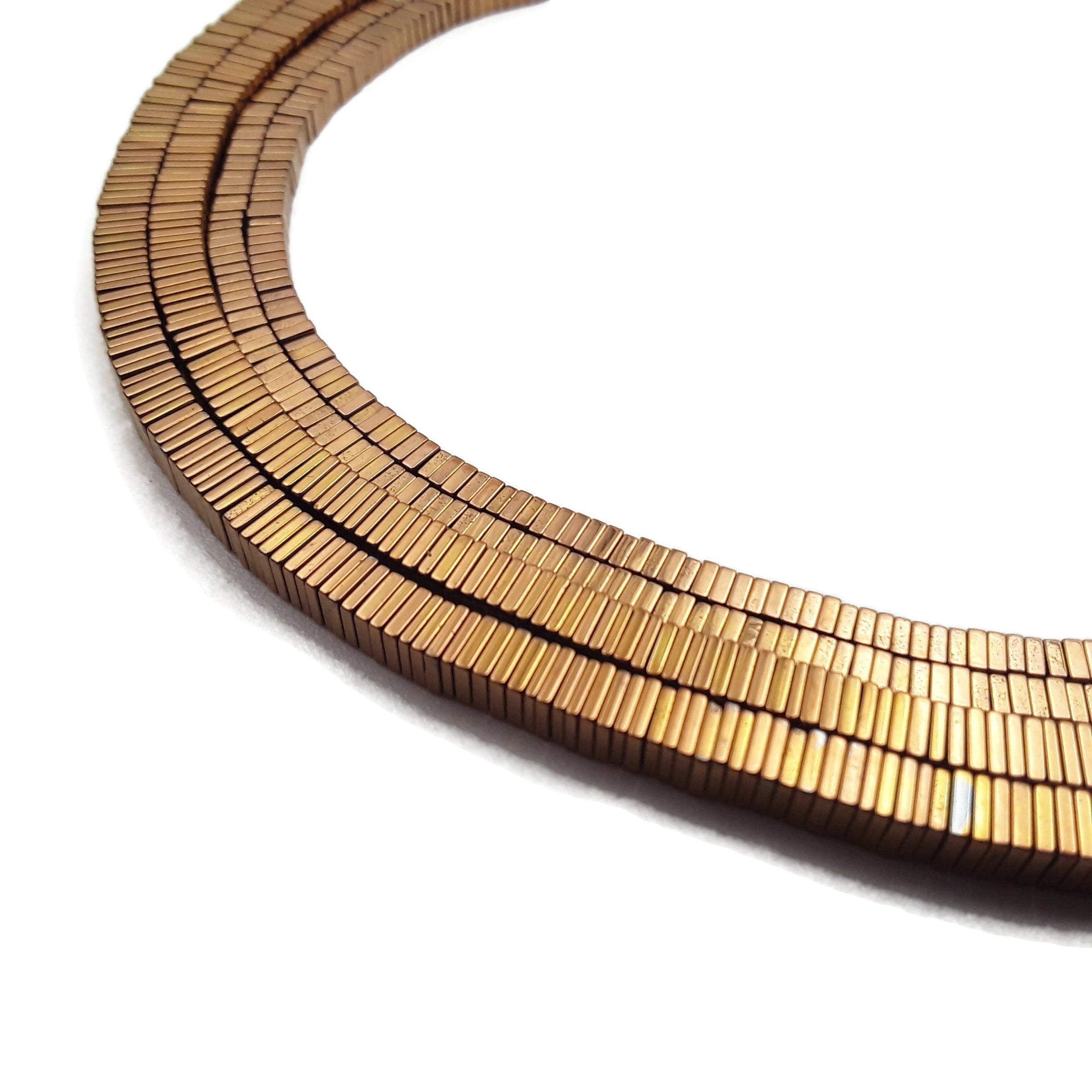 1x3mm & 1x4mm Copper Hematite Smooth Square Disc Beads - 15.5 Inch Strand for Jewelry Making, DIY Bracelets & Necklaces - Perfect for Crafting, Beading Projects & Gift Making