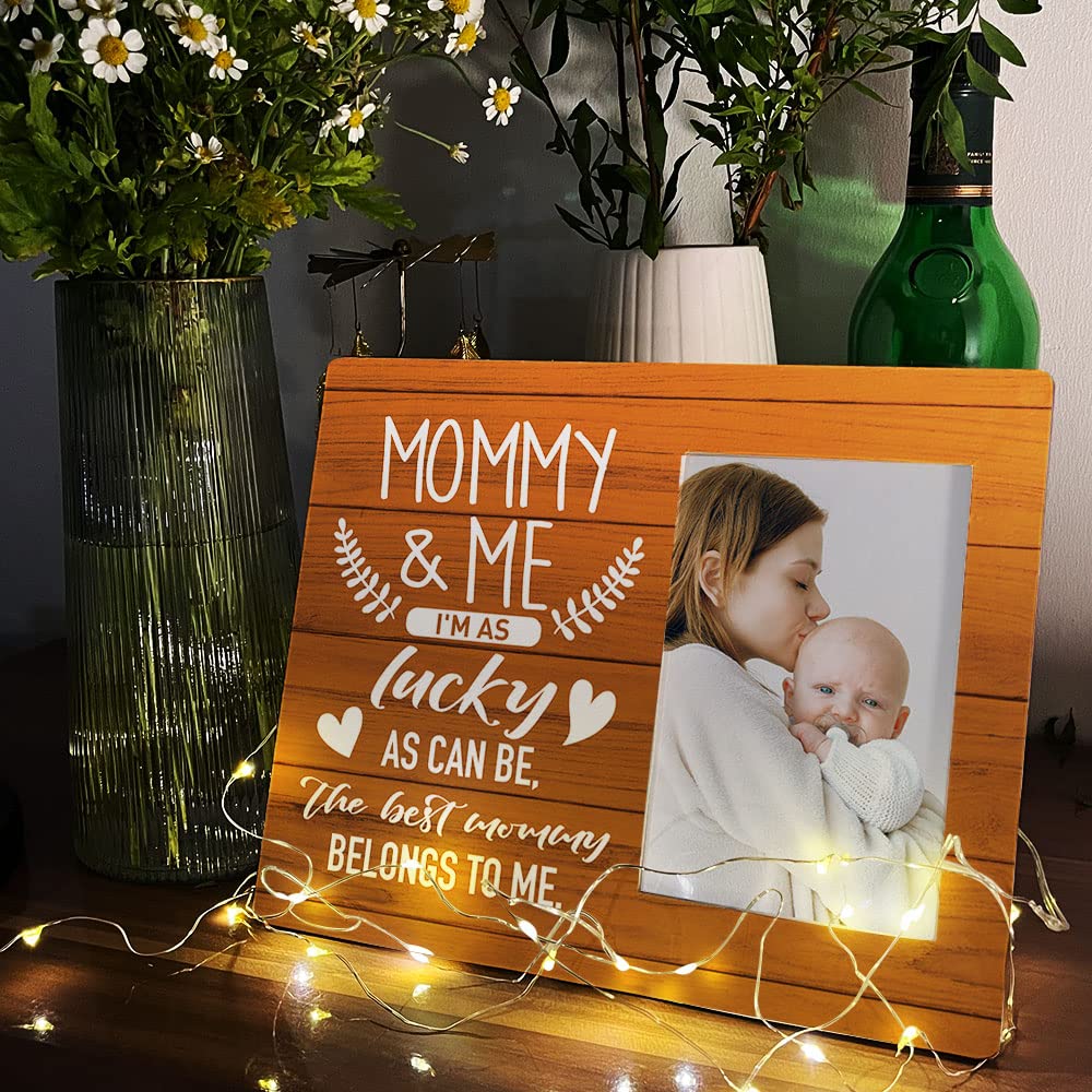 Mommy & Me Picture Frame - 'I'm Lucky as Can Be The Best Mommy Belongs to Me' - Heartfelt New Mom Gift for Baby Showers, Newborns & First-Time Moms - Perfect for Nursery Decor, Mother's Day & Family Keepsakes
