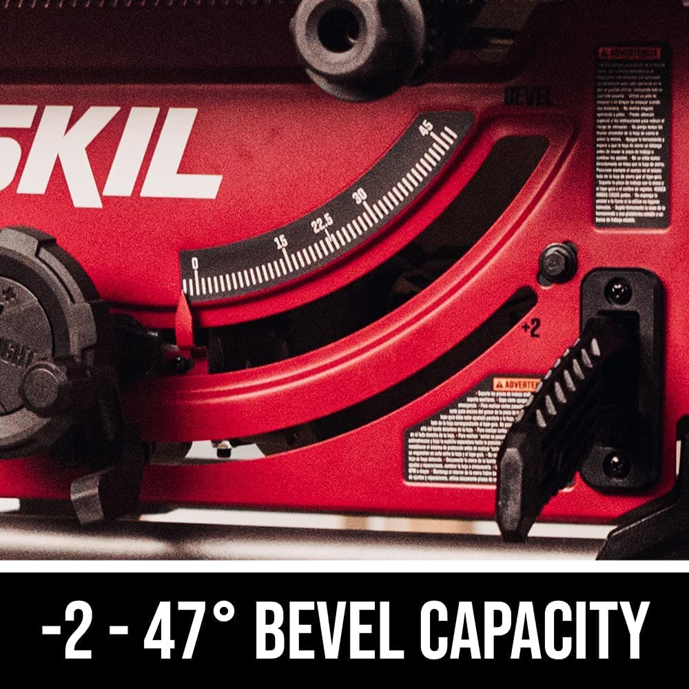 SKIL TS6307-00 15 Amp 10 Inch Portable Jobsite Table Saw with Folding Stand & Dado Insert Plate - Heavy Duty Woodworking Tool for DIY Projects & Professional Construction Sites