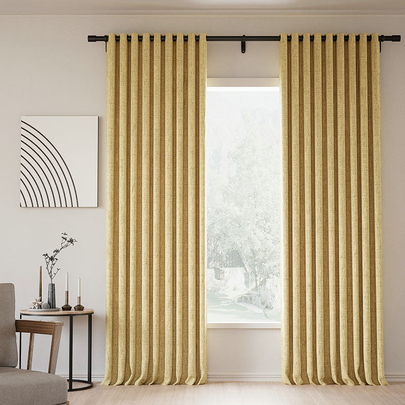 Blackout Curtains - Grommet Lille Linen Memory Fabric for Light Blocking & Noise Reduction, Natural Modern Pale Blue Aqua Custom Drapes for Living Room & Bedroom