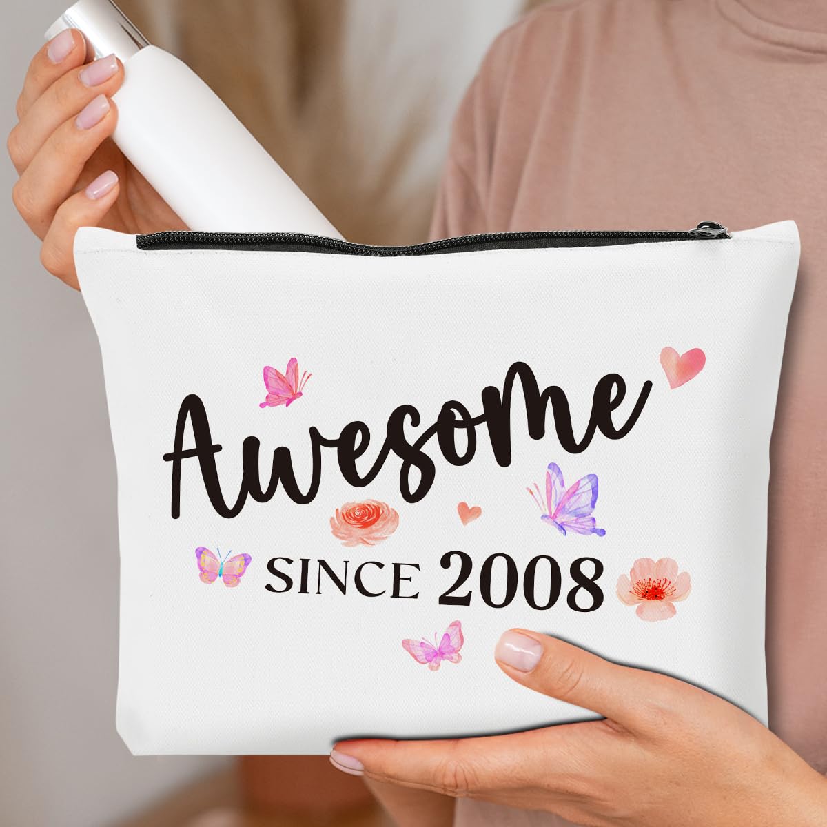 16th Birthday Makeup Bag for Girls - Cute Cosmetic Pouch for 16 Year Old Teens | Perfect Sweet 16 Gift Idea & Party Decoration | Great for Travel, School, or Sleepovers