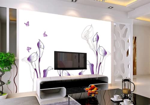 3D Flower Butterfly Pattern Self-Adhesive Wallpaper - Removable Vinyl Wall Mural (123”x87”/312x219cm) for Bedroom, Living Room & Nursery Decor