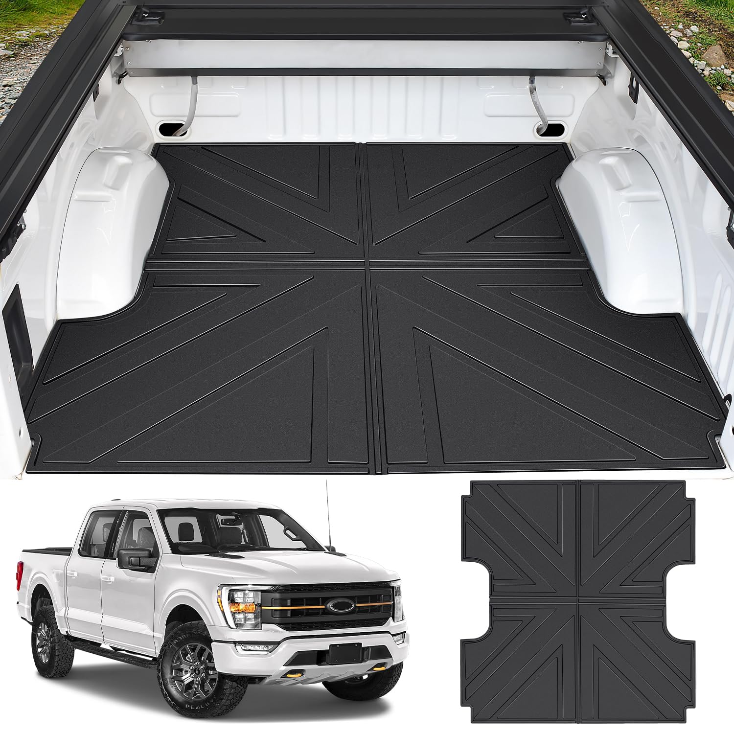 Heavy Duty Truck Bed Mat for 2015-2024 Ford F150 5.5FT Short Bed | All-Weather Protection & Anti-Slip Liner | Durable Accessories for Cargo, Hauling & Work | Fits 2015-2019 2020 2021 2022 2023 2024 Ford F-150 Models