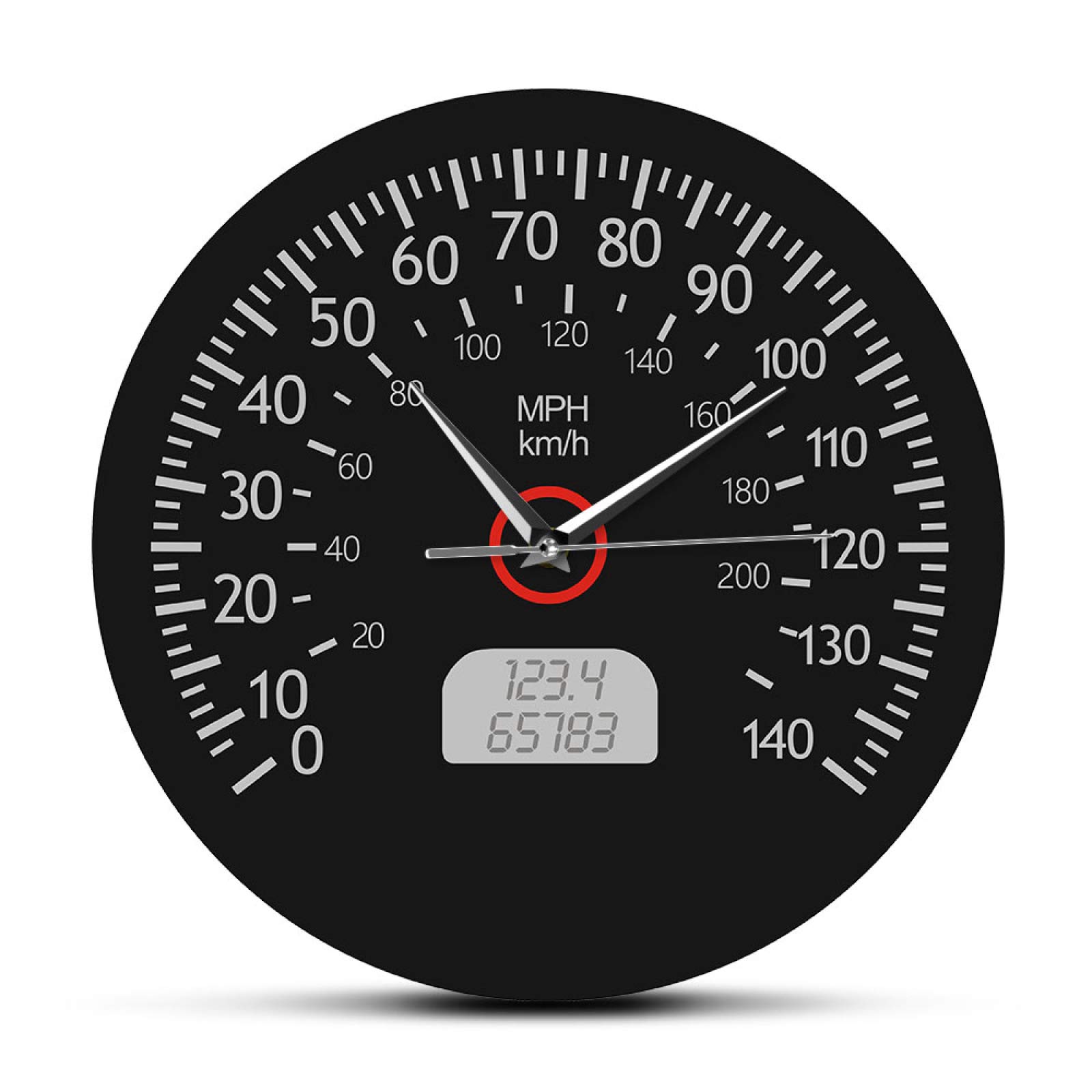 Vintage Racing Wall Clock - Speedometer Design with Kilometers & Miles - Black Car Dashboard Gauge Style - Perfect for Garage, Man Cave, or Automotive Themed Room Decor
