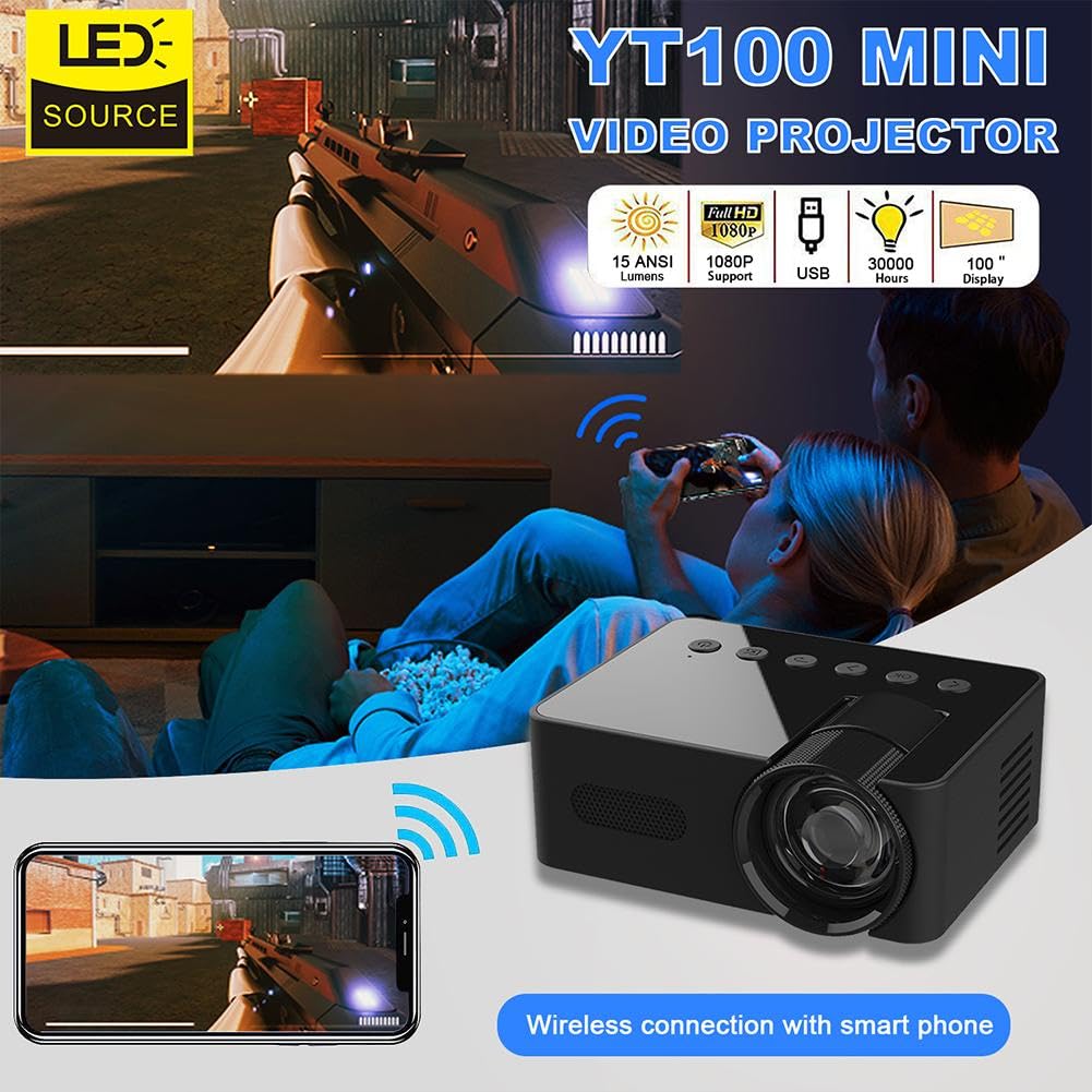 YT100 Mini HD Portable Smart Projector - 1080P Home Cinema, Outdoor Movie Night, Gaming & Travel Entertainment | 2023 New Model