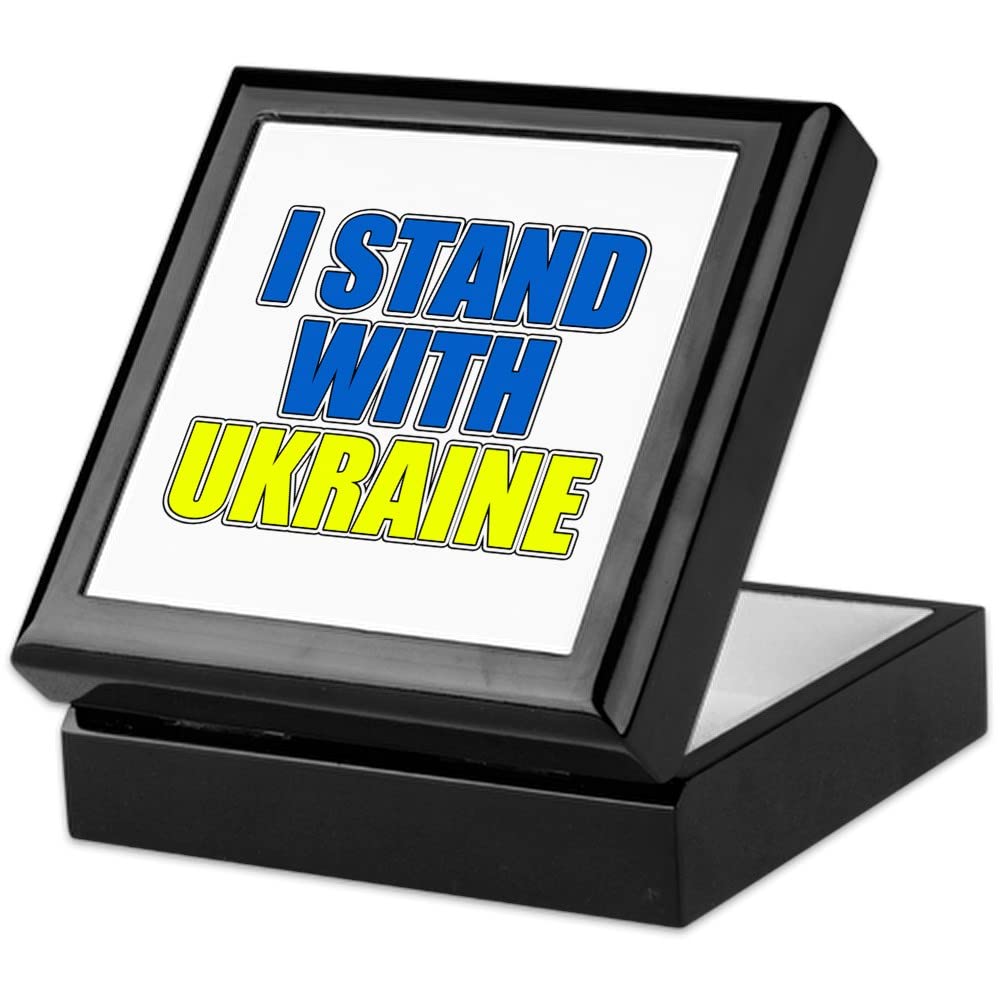 I Stand With Ukraine Keepsake Box - Handcrafted Hardwood Jewelry Box with Velvet Lining | Perfect for Jewelry Storage, Collectibles & Sentimental Gifts