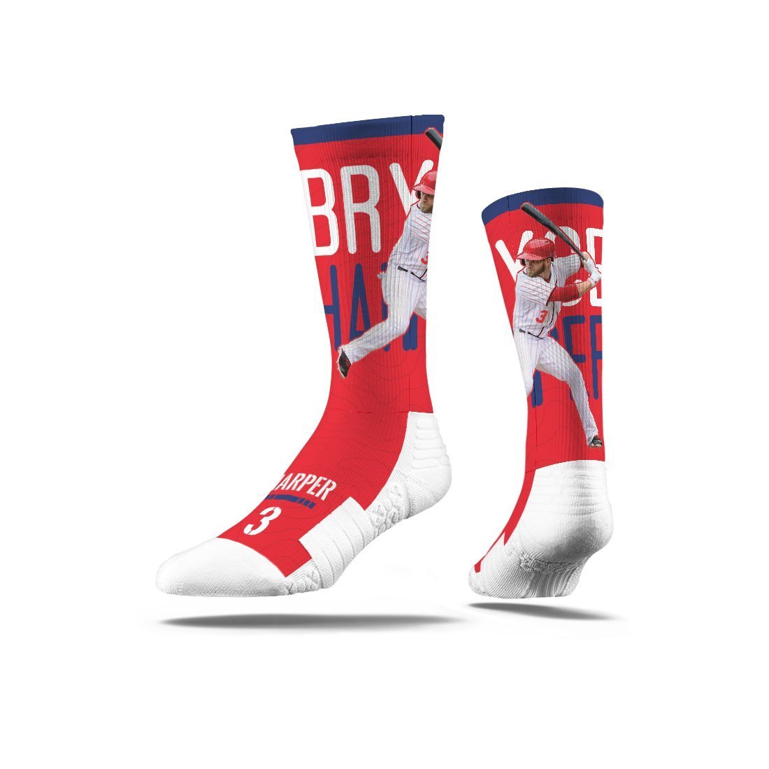 Bryce Harper Philadelphia Phillies Baseball Player Swing Action Socks - Perfect for Baseball Games, Training & Fan Gifts