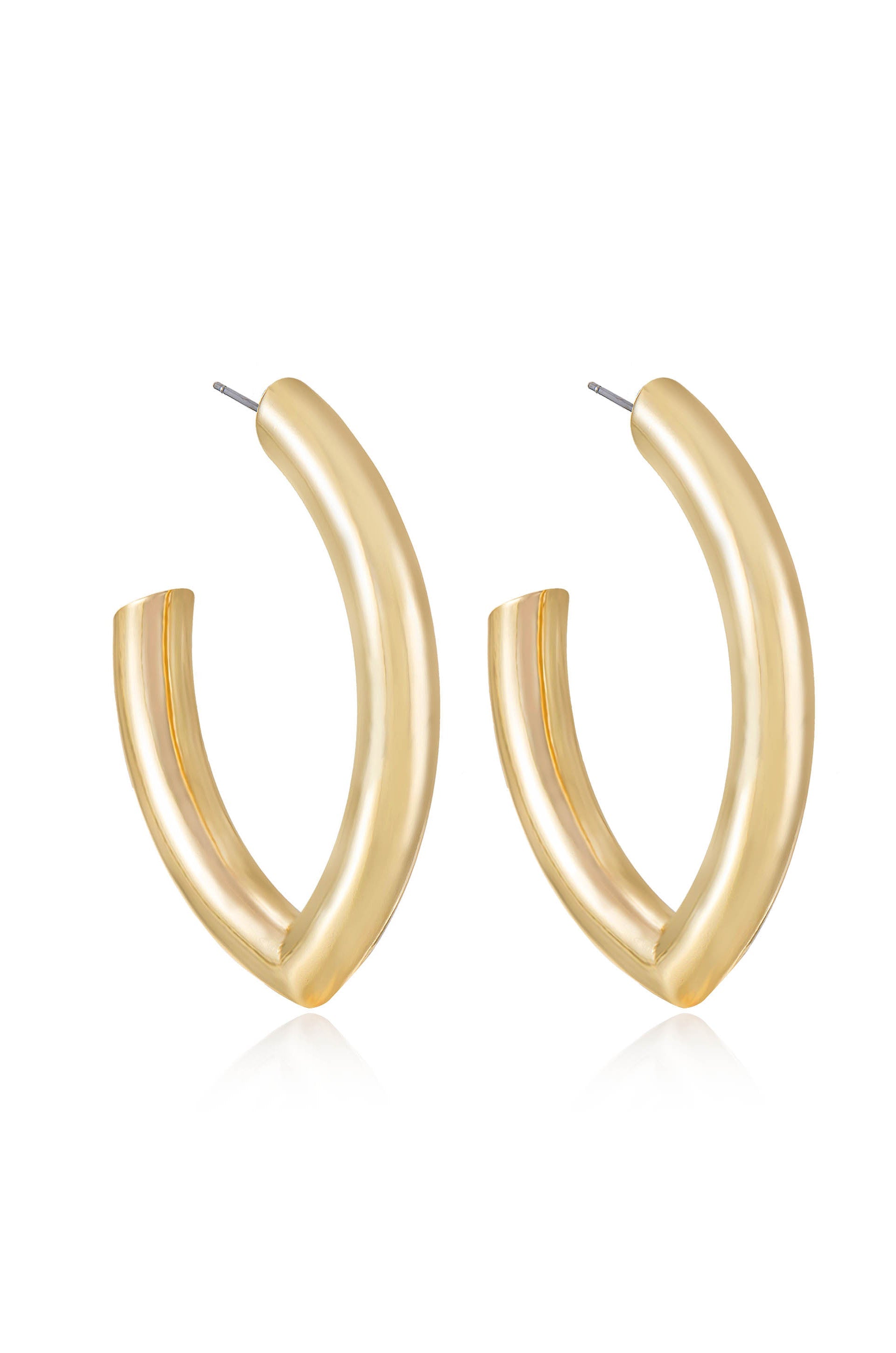 Mara Elongated Hoop Earrings for Women - 14K Gold Plated Dangle Hoops - Trendy Minimalist Jewelry for Everyday Wear & Special Occasions