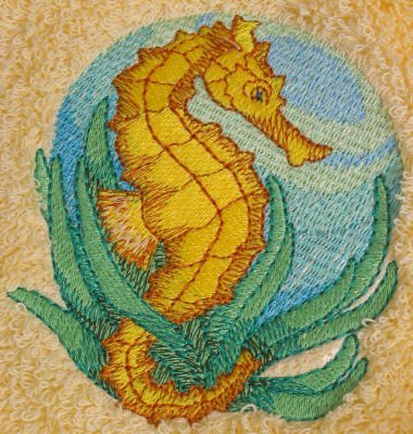 Premium Bath Towel Set with Embroidered Seahorse Design - Soft & Absorbent 6-Piece Towel Set for Bathroom, Spa, Beach & Pool Use