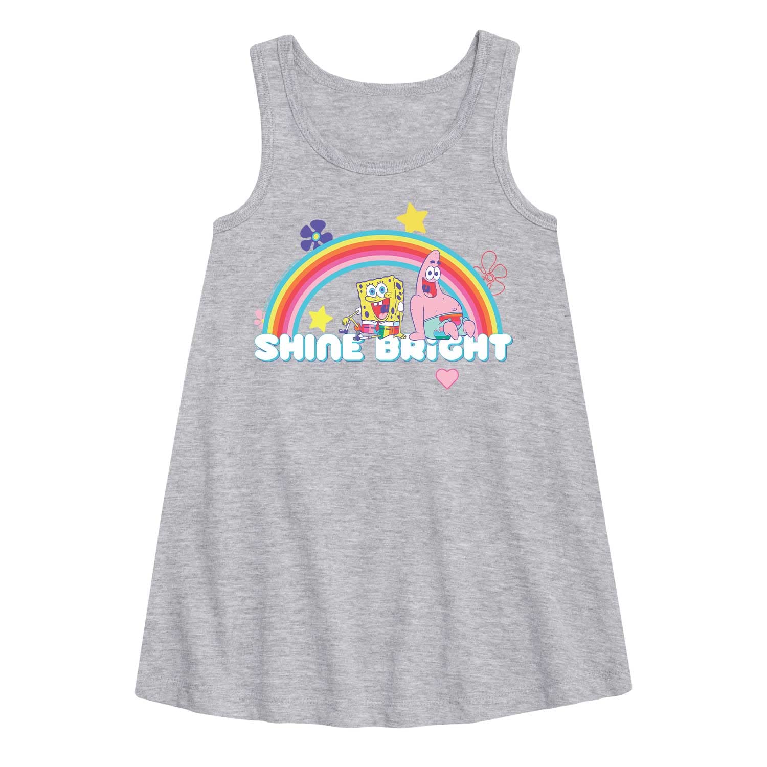 Spongebob Squarepants Patrick & Spongebob Shine Bright A-Line Dress for Toddler & Youth Girls | Hybrid Apparel | Perfect for Birthday Parties & Cartoon Themed Events