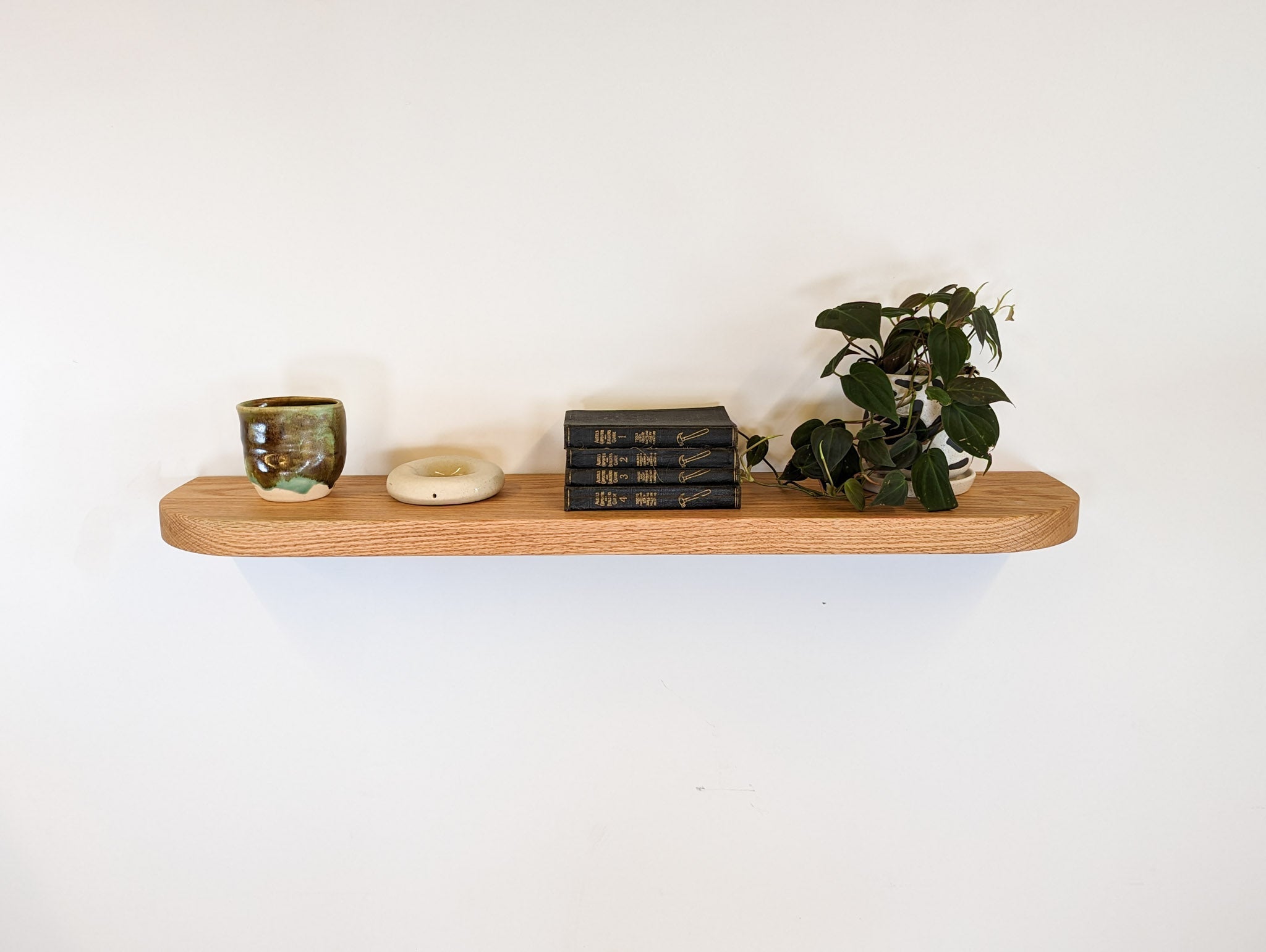 Thick Oak Floating Shelf with Rounded Corner - 33 x 10 Inches - Rustic Wood Wall Shelf for Living Room, Kitchen, Bathroom & Office Decor