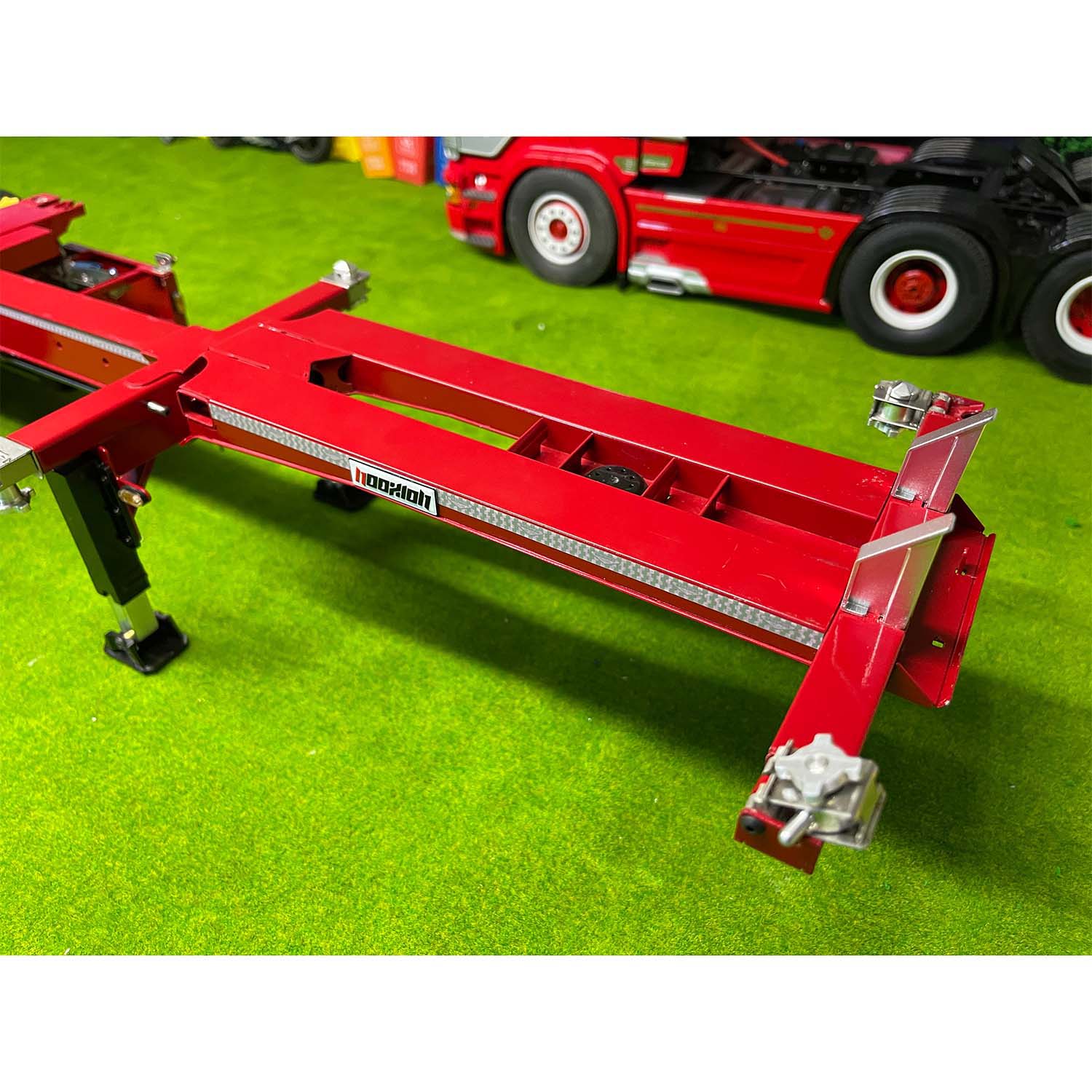 FuryBear 3-Axle Stretchable Frame Trailer for 1/14 Scale RC Tractor Trucks | DIY Radio Controlled Car Accessory | Perfect for Hobby Models & Servo Upgrades | Ideal for RC Truck Shows & Off-Road Simulation