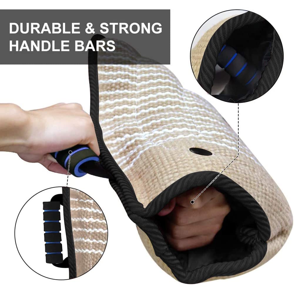 Professional Dog Bite Training Set - Bite Sleeve Arm with Whip Agitation Stick for Protection Training of Pitbull, German Shepherd & Puppies (Black) - Ideal for Police K9, Guard Dog & Obedience Training