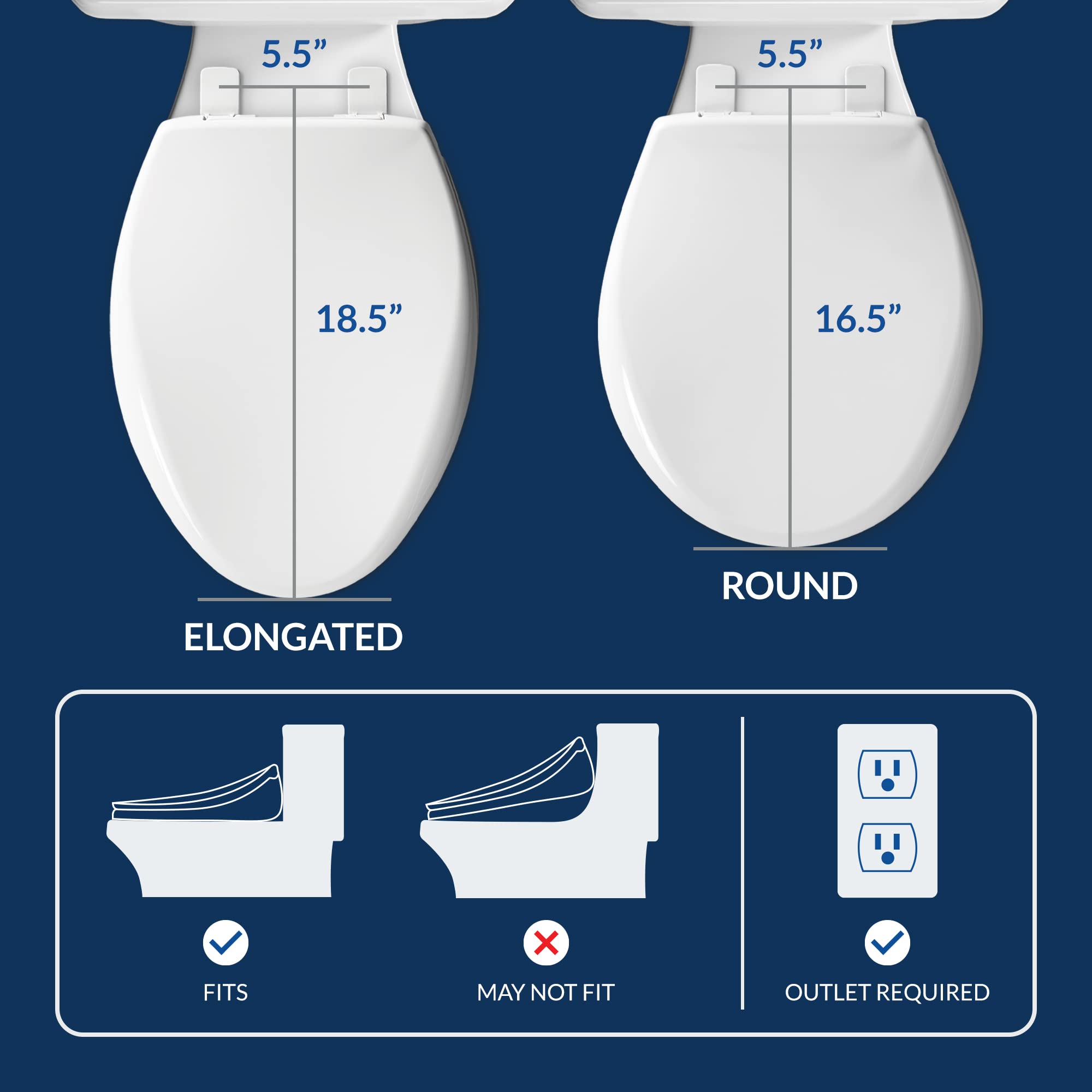 Bio Bidet Slim One Electric Bidet Toilet Seat Round - Warm Water & Heated Seat with Night Light & Remote Control - White - Perfect for Bathroom Comfort & Hygiene Upgrade