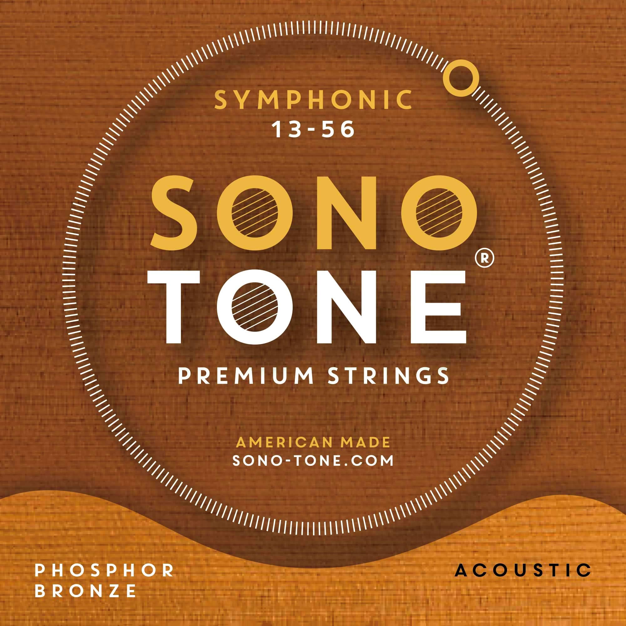 SonoTone Symphonic Acoustic Guitar Strings 13-56 Medium Gauge - Ultra Phosphor Bronze Wrap, Hand-Wound Hex Core for Bright Balanced Tone & Sustain - Made in USA - Perfect for Folk, Blues & Live Performances
