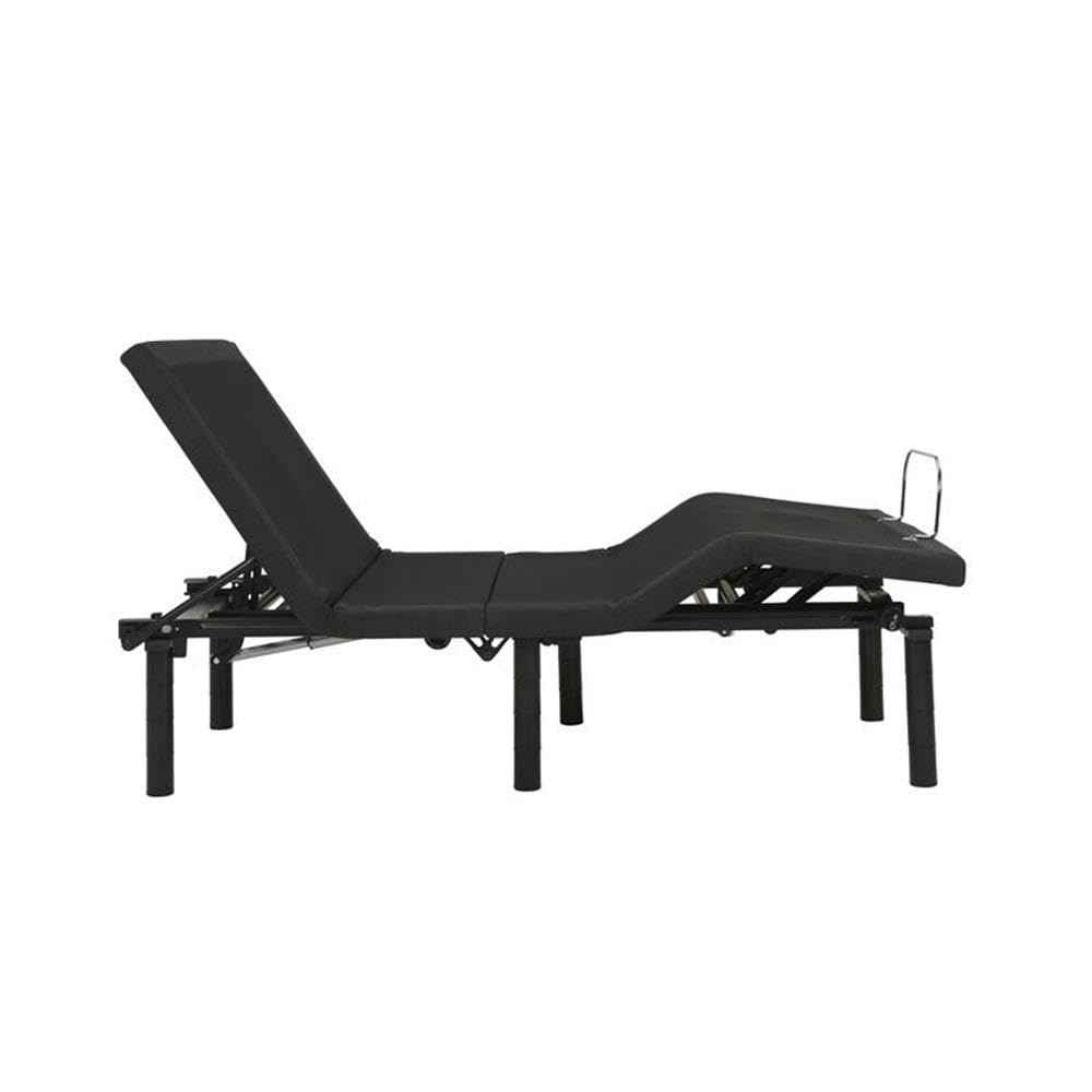 Pemberly Row Modern Metal Adjustable Twin Long Bed Frame - Black | Sturdy & Durable Bed Base for Small Spaces, Guest Rooms & Kids Bedrooms