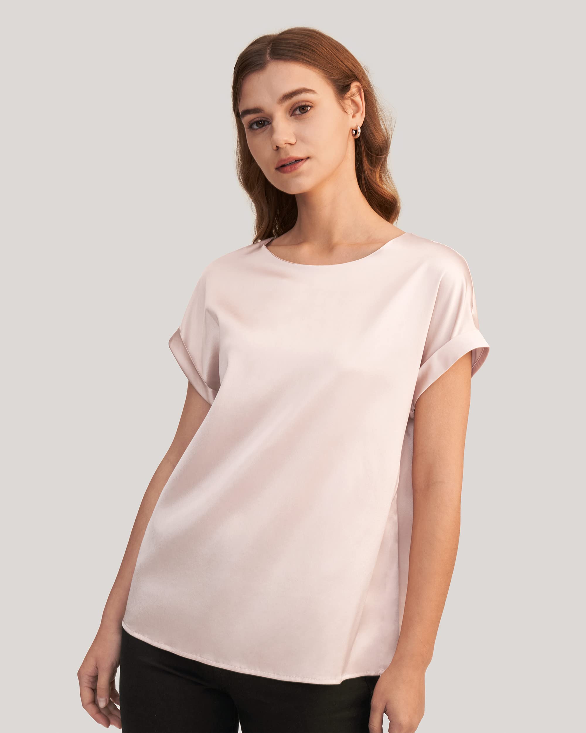 Luxury LilySilk Women's Short Sleeve Silk Blouse - 100% Pure Mulberry Silk Top for Spring & Summer | Office Wear, Business Casual & Everyday Elegance