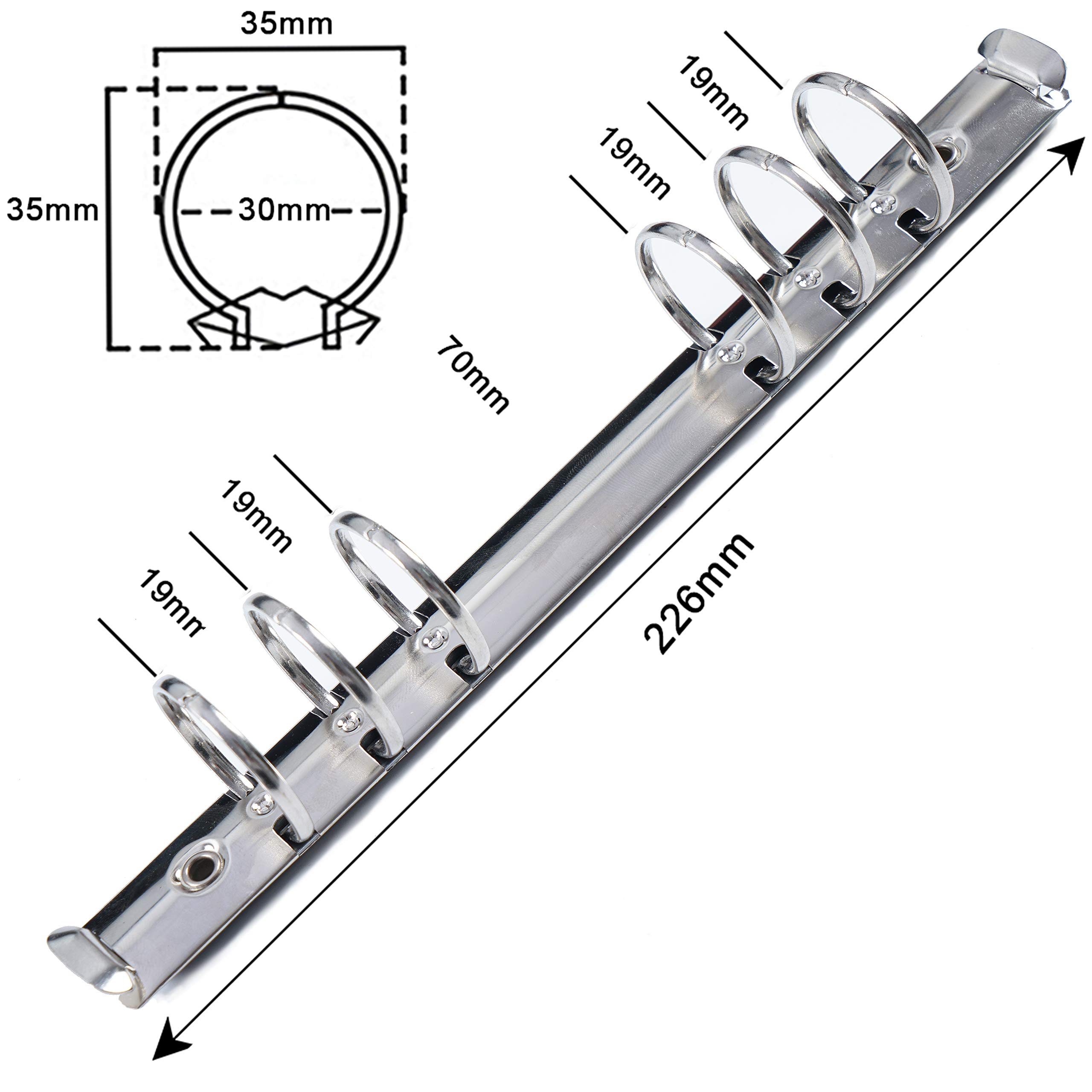 Moterm 2-Piece 6-Hole A5 Ring Binder Mechanism Replacement Kit - 30mm Silver Metal Binder Rings for Planners, Notebooks & DIY Projects - Perfect for Office, School & Home Organization