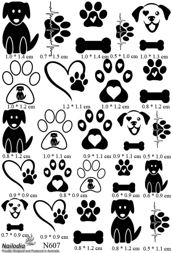 Dog Paw Heart Nail Art Decals - Cute Pet Lover Nail Stickers for Dogs & Cats - Perfect for DIY Nail Designs, Animal Lover Gifts & Paw-Themed Manicures