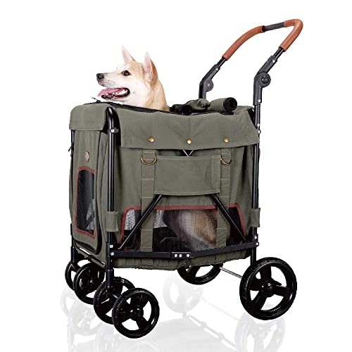 Ibiyaya Heavy-Duty Pet Stroller for Large & Medium Dogs & Cats - Dual Entry Dog Stroller with Adjustable Handle - Durable Cat Carrier for Walking, Jogging, Shopping & Vet Visits - Premium Pet Travel Stroller for Outdoor Adventures & Daily Use