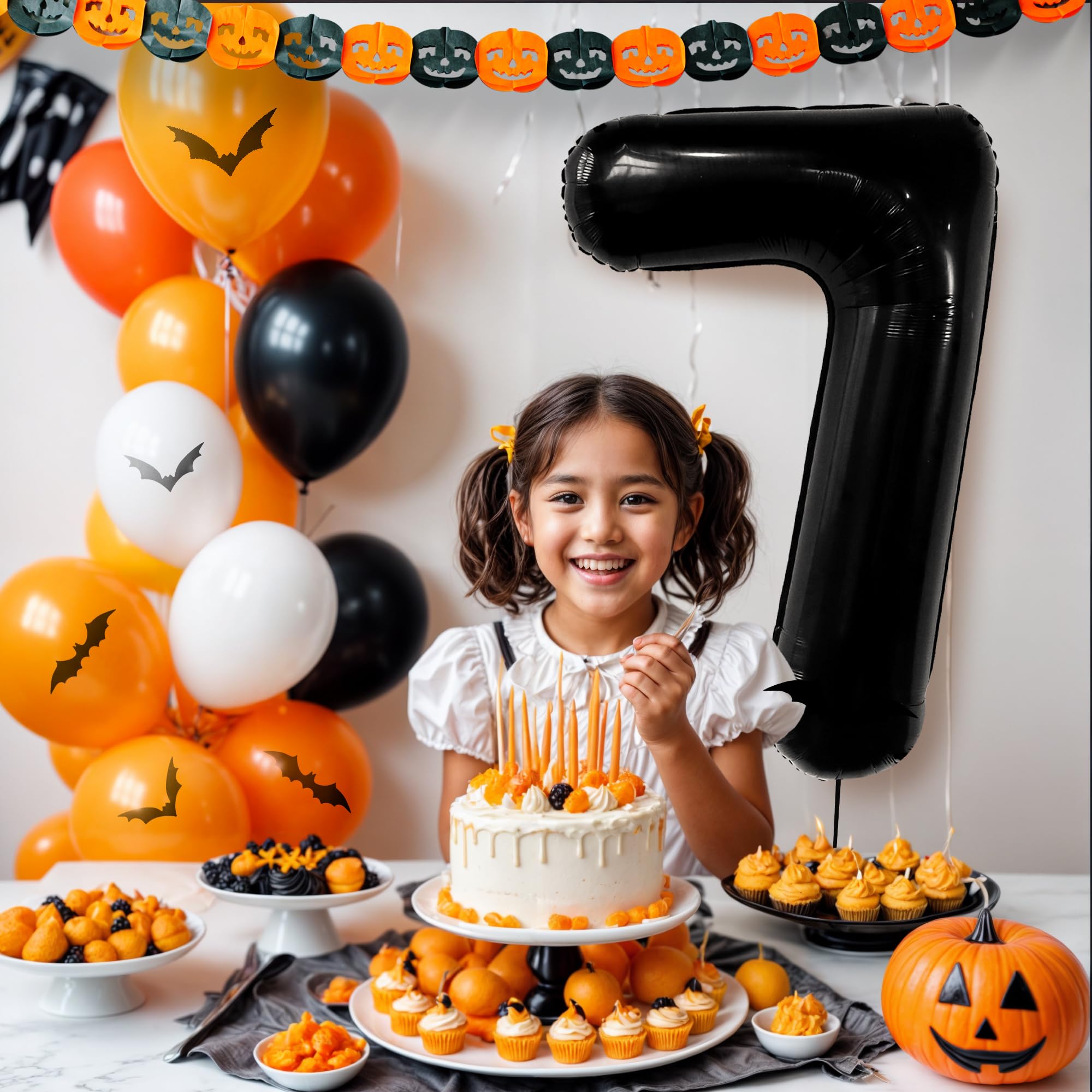 KatchOn 40 Inch Giant Number 7 Balloon - Black Birthday Party Decor for 7 Year Old Boys & Girls - Perfect for Birthday Celebrations, Photo Backdrops & Party Decorations