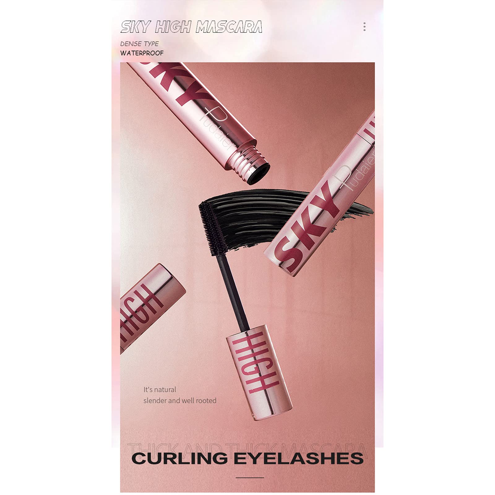 4D Silk Fiber Waterproof Mascara - Black Volumizing Lengthening Curling Mascara for Natural Look | Hypoallergenic & Long Lasting | Perfect for Daily Wear, Parties & Special Occasions