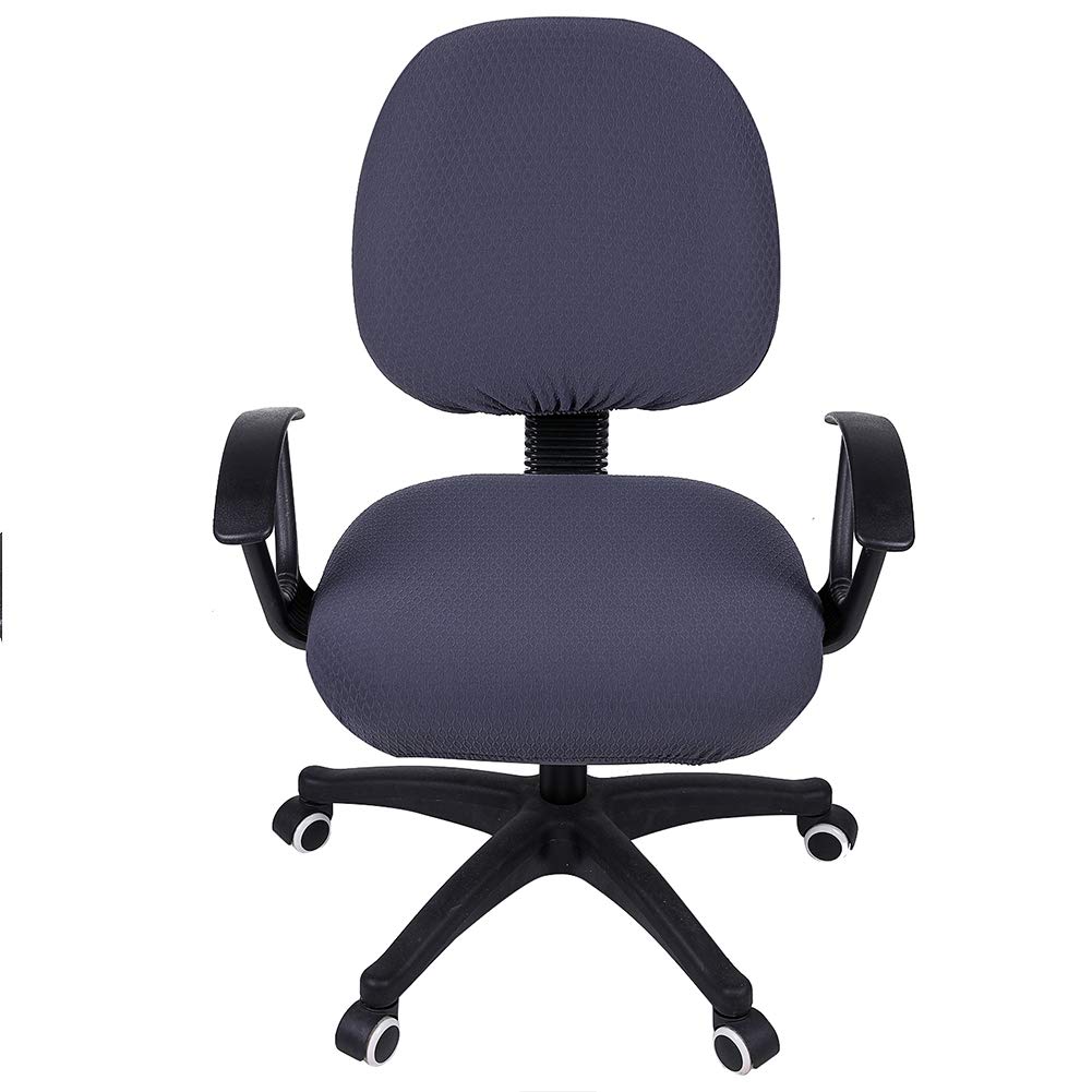 Stretchy Jacquard Office Chair Cover - Washable & Universal for Desks - Dark Grey for Home & Office Use